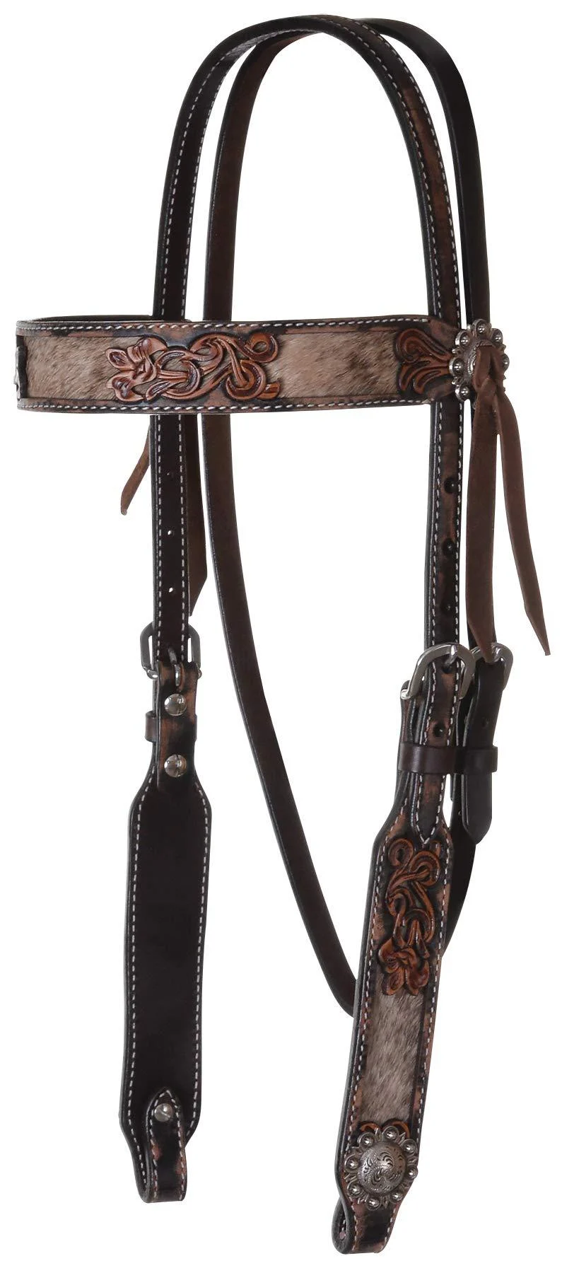 Circle Y Filigree Inlay Browband Headstall On Hide