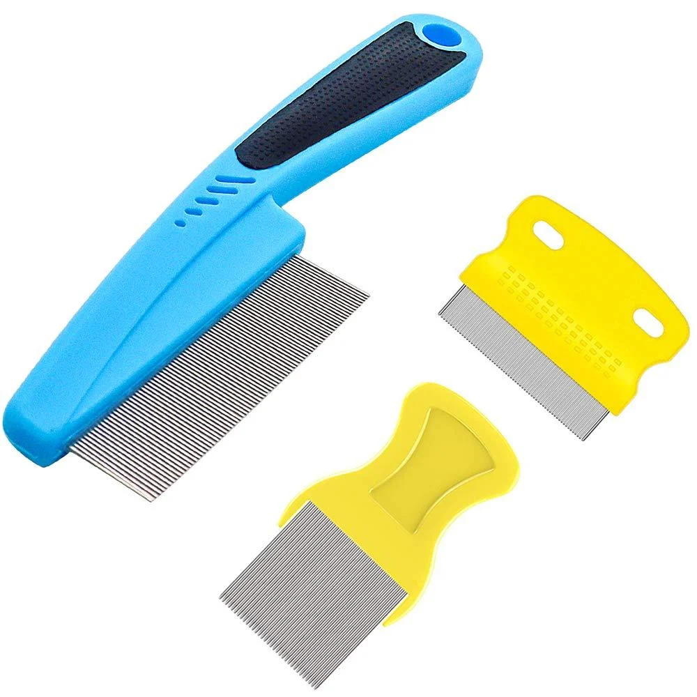Aoche Lice Comb Dog Comb Cat Comb - 3 Pack Flea Comb Tear Stain Remover for Dogs Fine Tooth Pet Comb to Remove Fleas Tick Lice Dandruff Tangles Knots Multicolor