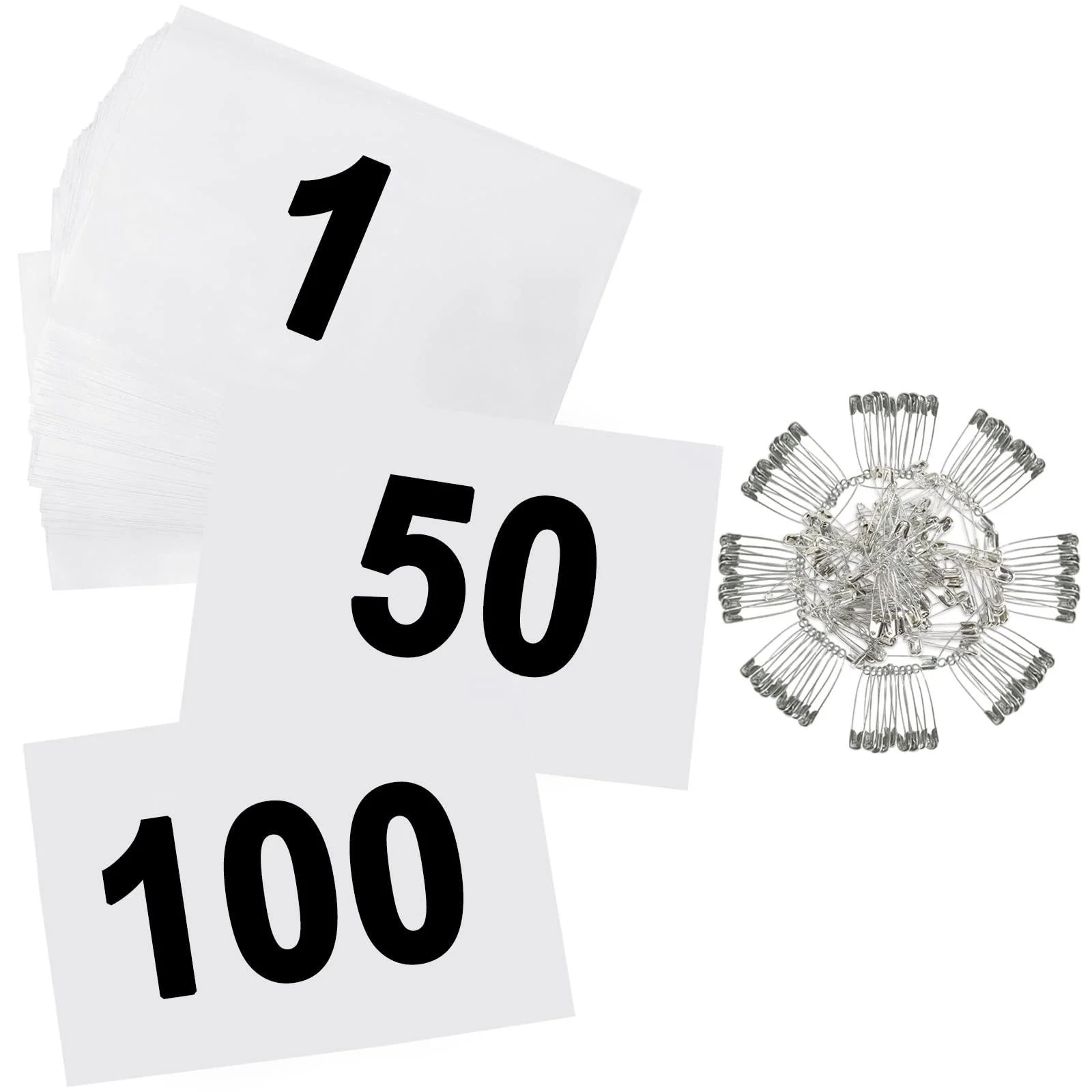 Echolife Running Bibs Competitor Number with Safety Pins, Tearproof Waterproof 5.9" x 7.9" for Marathon Races Events Sports Games Number 1-100