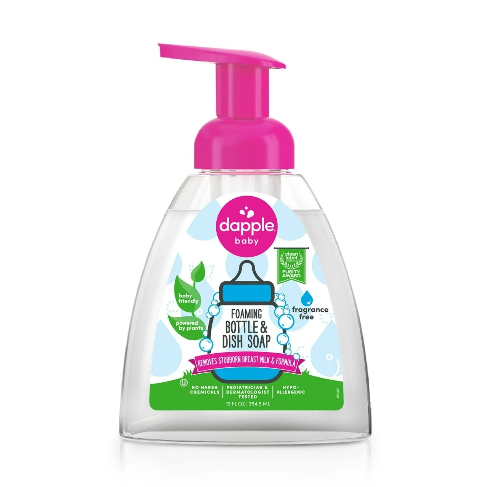 dapple Foaming Baby Bottle Soap & Dish Soap Baby Fragrance Free 13 Fl Oz Bottle - Plant Based Dish Liquid for Dishes & Baby Bottles - Hypoallergenic Soap Liquid Soap