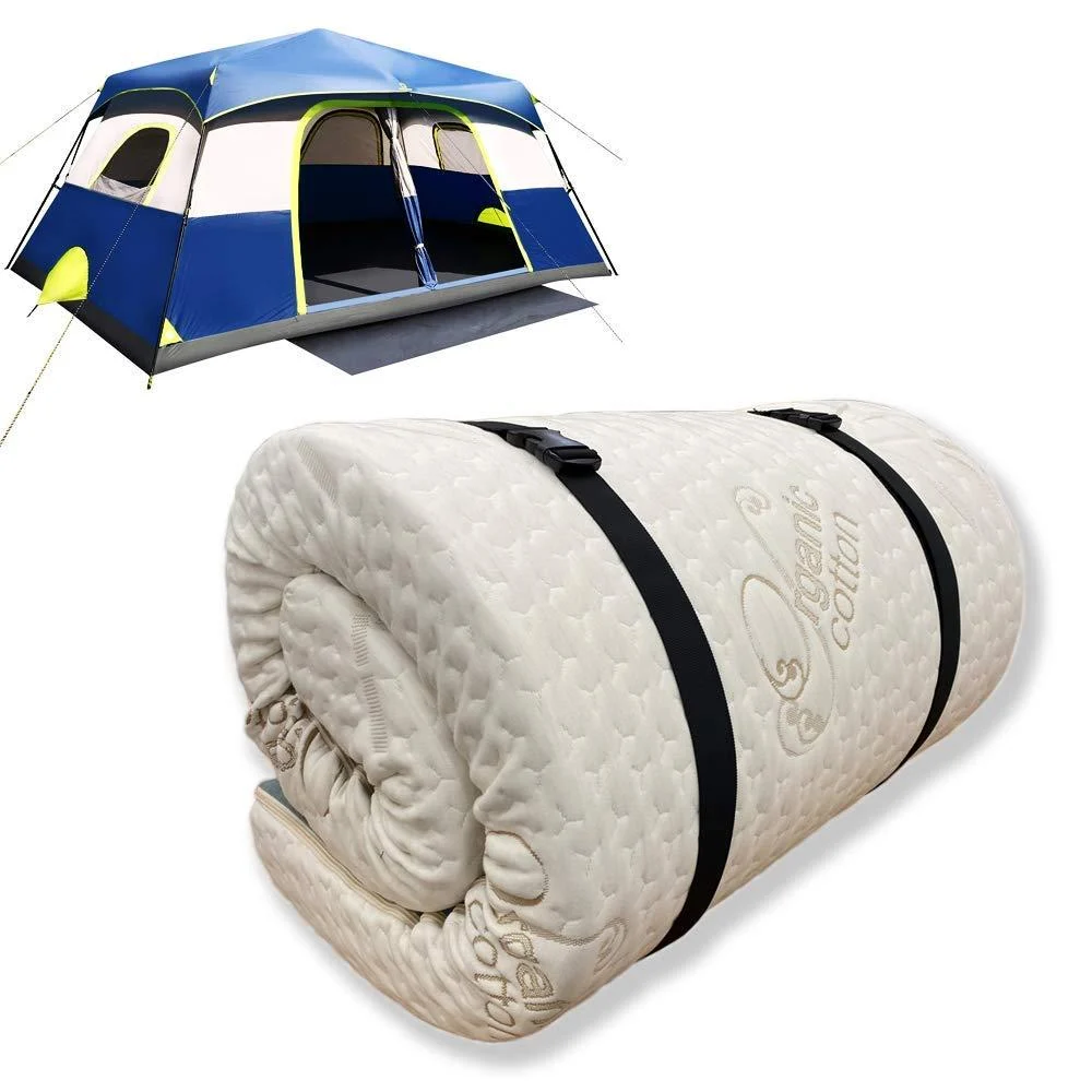 Foamma 3" x 28" x 75" Memory Foam Roll-Up Camping Mattress, CertiPUR-US Certified Foam, Quilted Soft Cover, Made in USA, Portable and Comfortable