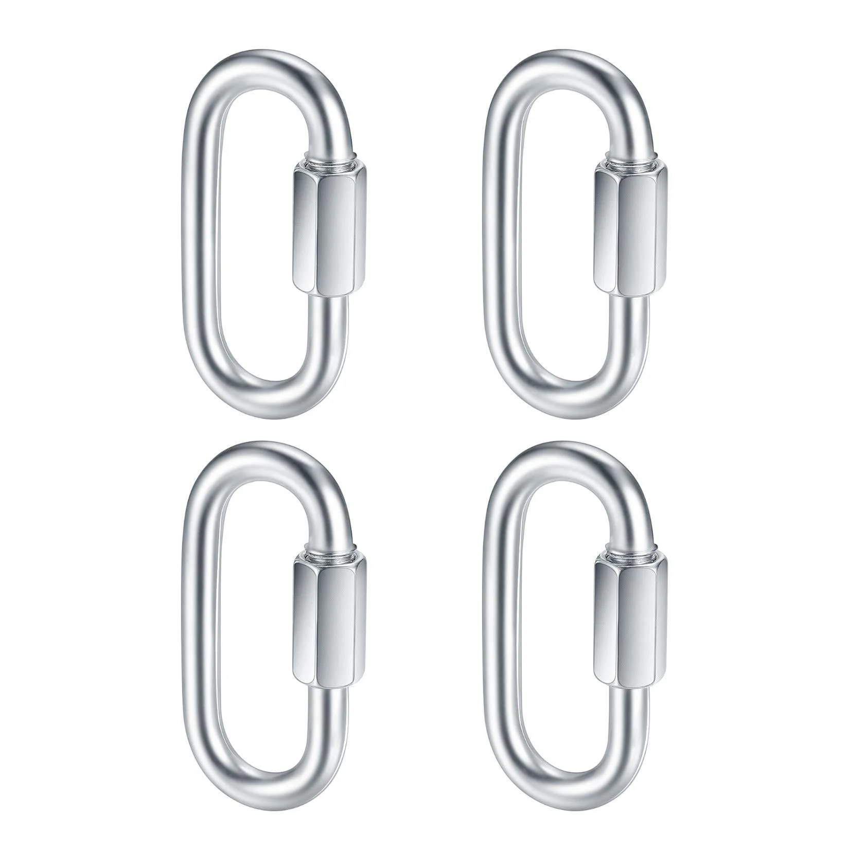4 pieces M8 carabiner hook heavy load screw carabiner stainless steel quick coupling chain carabiner hooks for swing outdoor activities camping fishing hiking travel (500 kg warehouse) - Yibaijia