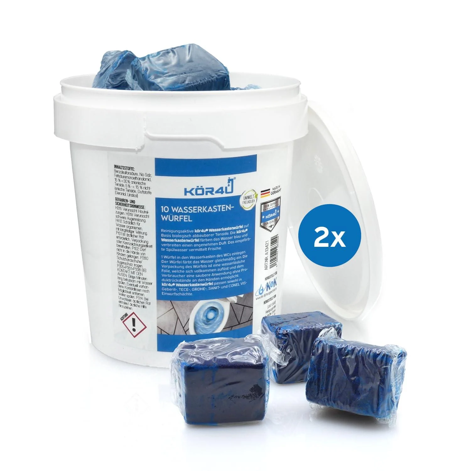 K r4U water box cubes 2 cans A 10 pieces environmentally friendly cafeteria tab for bright fresh blue cleaning tabs - Made in Germany