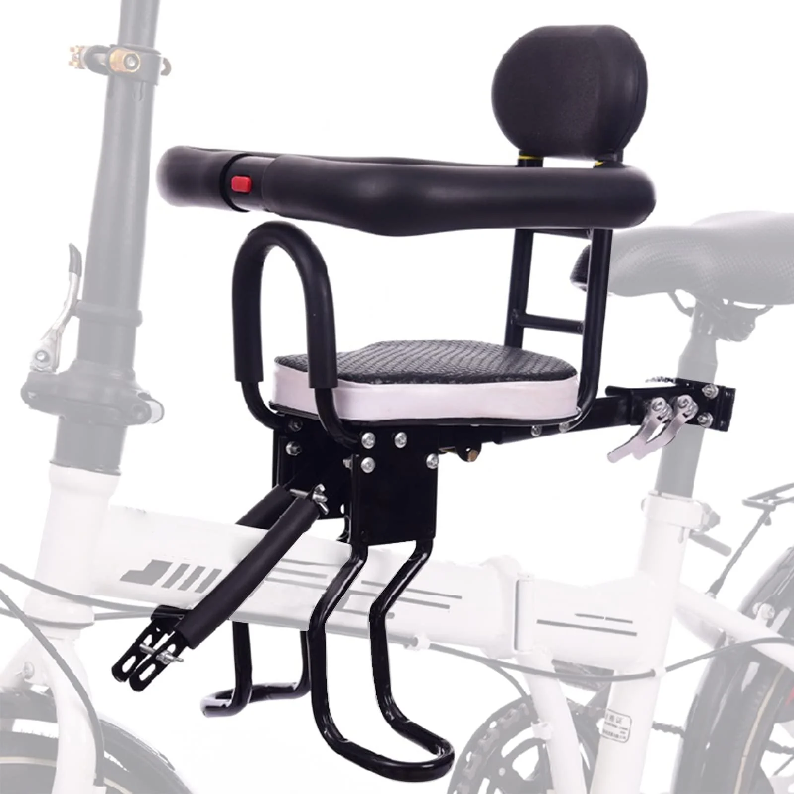 Front Bicycle Seat for Child, Front Mounted Child Bicycle Seat with Handrail Seat Belt and Pedal, with Installation Tools (UP to 100 Pound) - TWSOUL
