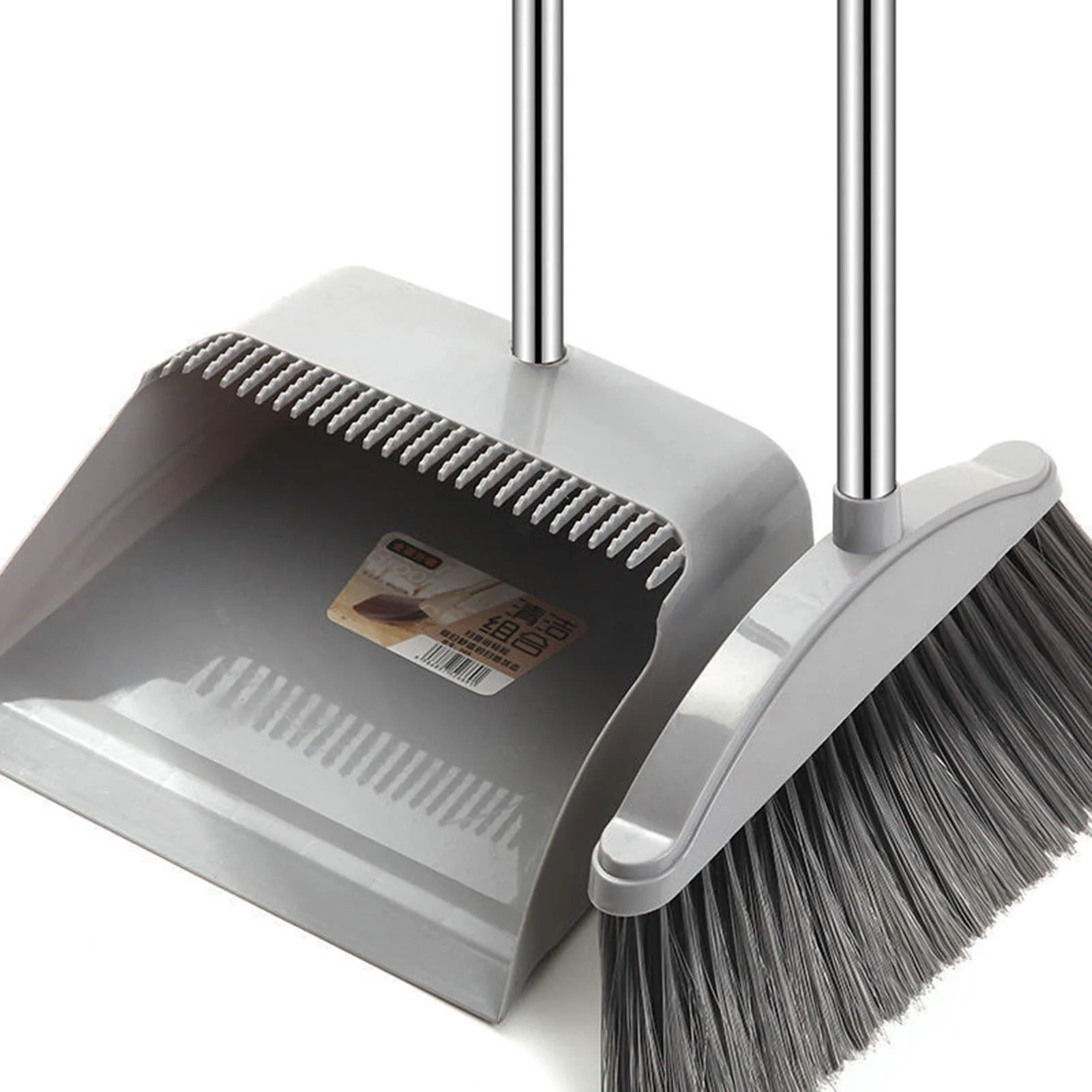 Broom and Dustpan Set for Home - Dust Pans with Long Handle | Outdoor Indoor for Home Kitchen Must Haves for Home Grey