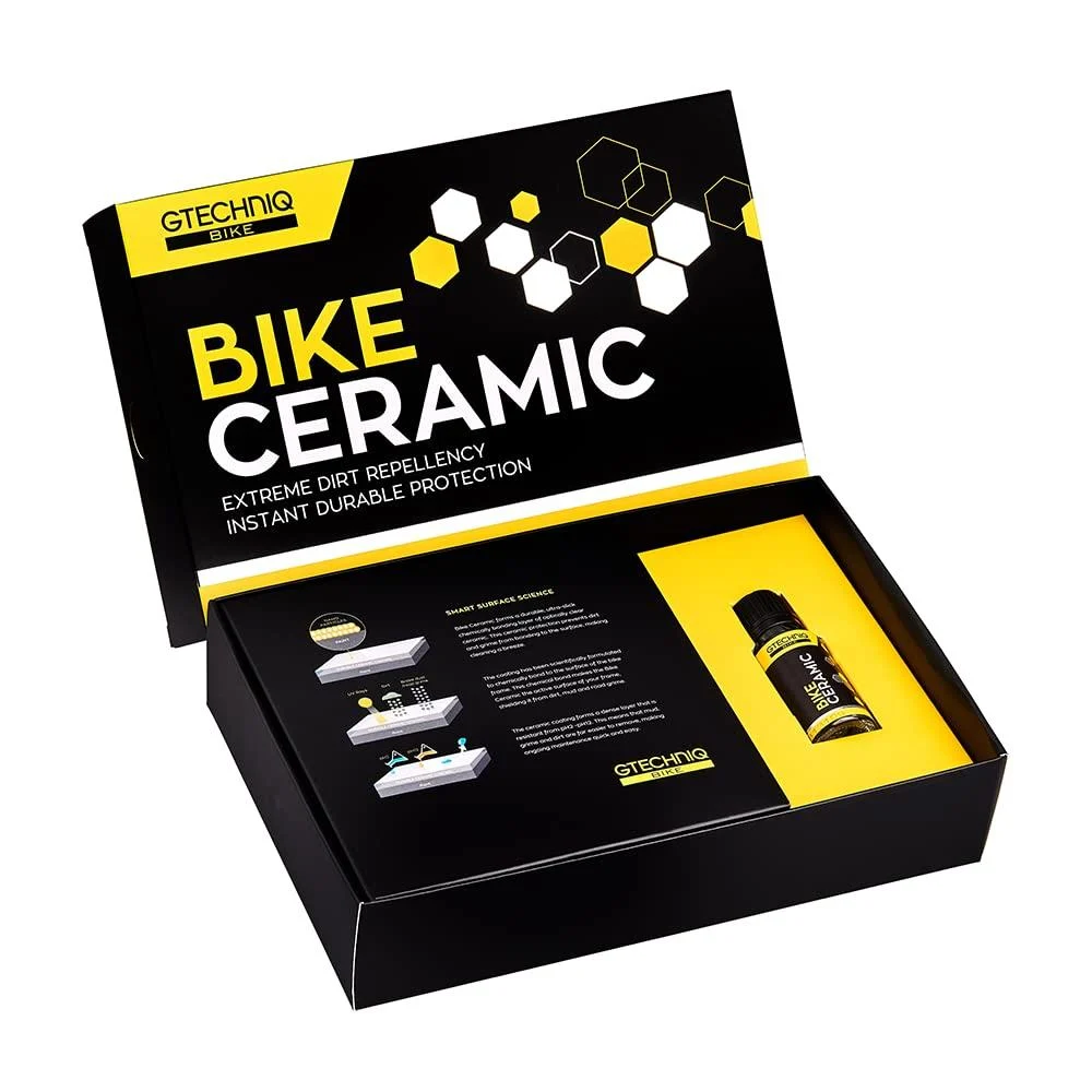 Gtechniq Bike Ceramic Bicycle Paint Protection Kit - Bike Protector Kit for Easy Cleaning - 1 x 100ml Frame Prep Spray, 1 x 15ml Ceramic Protector, 1 x Applicator, 1 x Microfiber Cloth