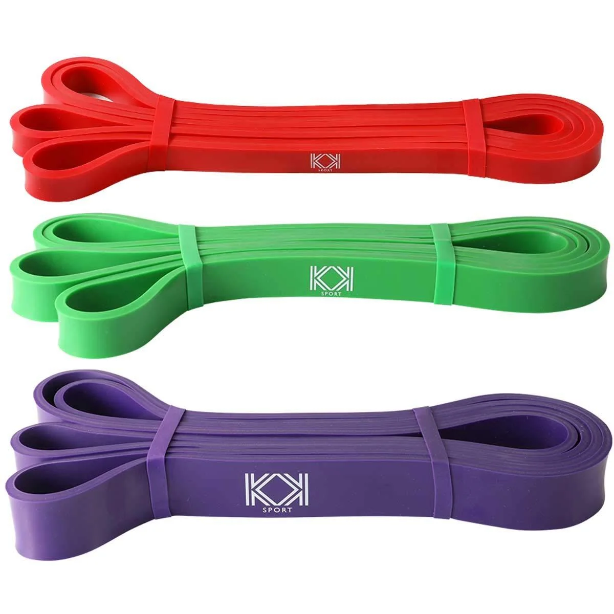 KK Resistance Bands Pull Up Resistance Bands for men and women fitness exercise bands Pull up and stretch resistance Workout Bands in a variety of strengths. Suitable for home gym yoga physical therapy. Red-Green-Purple