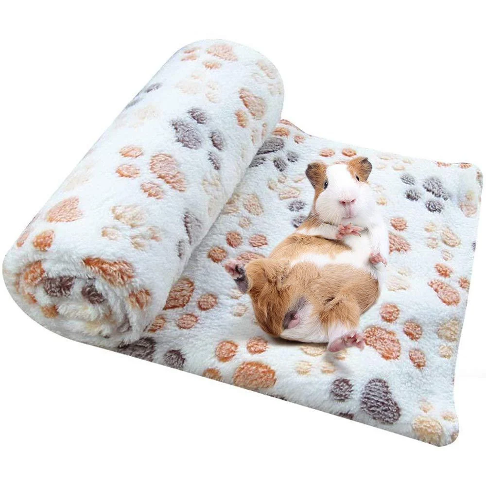 Spring Fever Hamster Guinea Pig Rabbit Dog Cat Chinchilla Hedgehog Small Animal Soft Warm Pet Fleece Blanket Cover Mat Hideout Cage Accessorie S (16*24") Beige