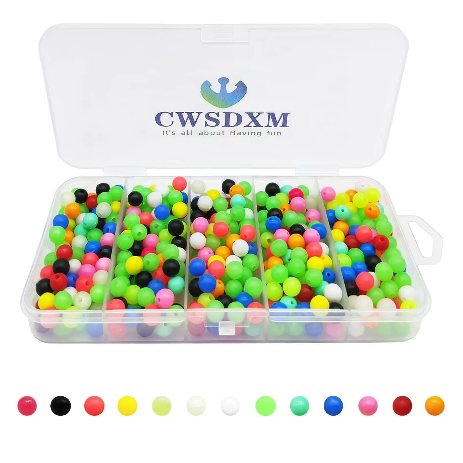 CWSDXM Fishing Beads 6mm 8mm Fishing Beads Round Mixture Fishing Beads Bait Kits for All Sort Fishing Rigs Saltwater/Freshwater 6mm multi-color beads(500pcs)