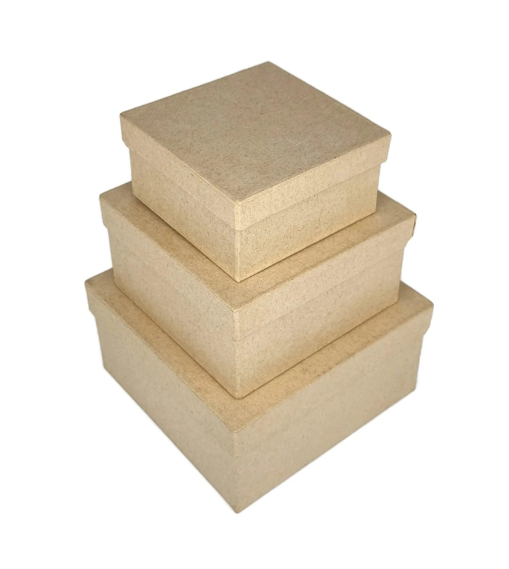 AllStellar Square Paper Mache Nesting Boxes Small Set of 3 Paper Mache Boxes with lids for Crafting Gifts Storing Jewelry Treasure Accessories Cosmetics Ornament and more 3 pcs Square Box