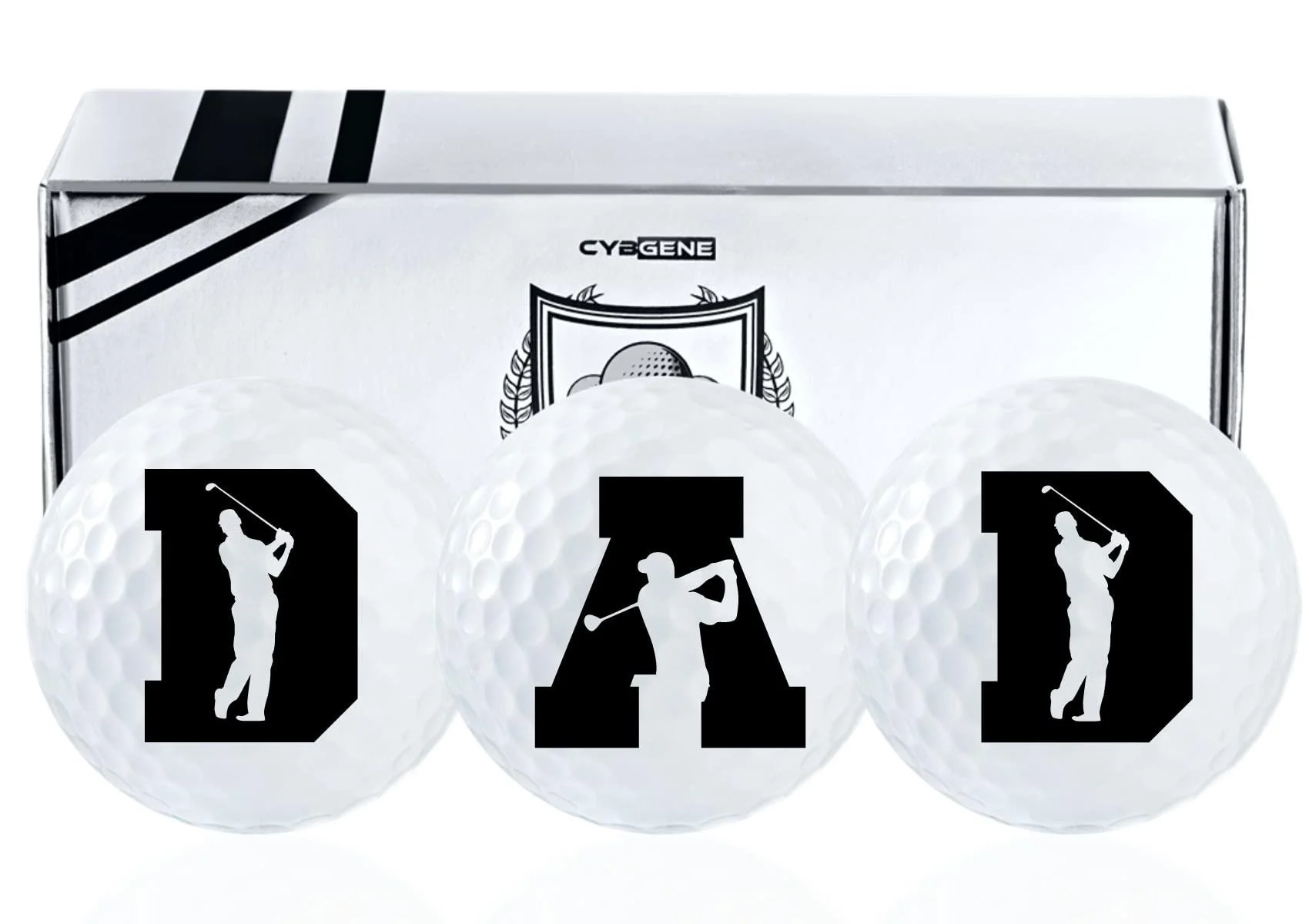 CybGene Dad Gifts Golf Balls Set of 3 for Golfer Dad, Husband, Golf Lovers from Daughter, Son, Wife, for Father's Day, Birthday, Retirement, Christmas DAD Initial