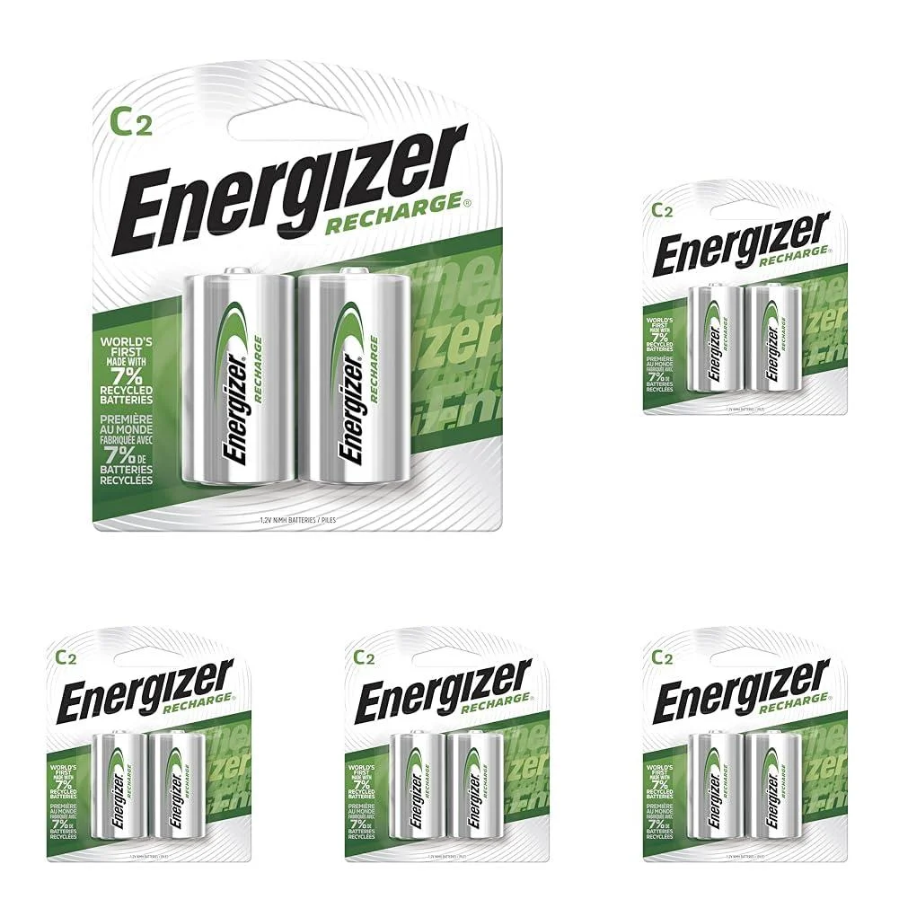 Energizer 2 Precharged Recharg Battery C NiMh PK2 Lighting Green and Silver (Packaging May Vary) 2 Count (Pack of 5) C 2 count (Pack of 5)
