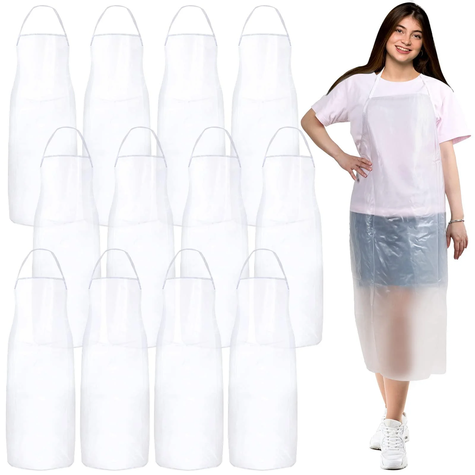 JaGely Pieces Unisex 43 x 27 Inch Heavy Duty Transparent PVC Waterproof Apron for Dishwashing, Butcher, Cleaning Fish, Dog Grooming and Lab Work to Keep Dry and Clean
