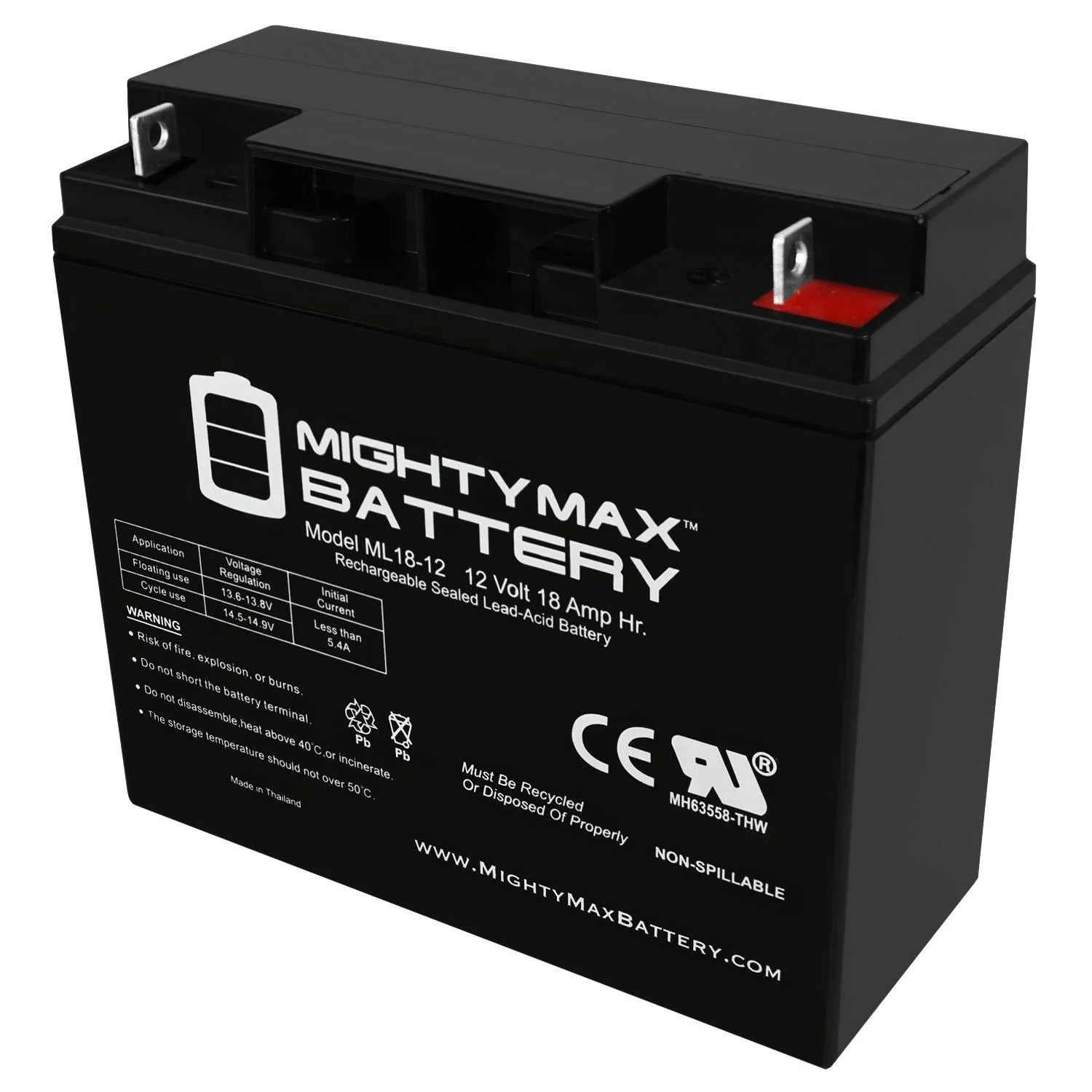 Mighty Max Battery ML18-12 - 12V 18AH Replacement Battery compatible with 51913 BMW R1100RS R1100RT