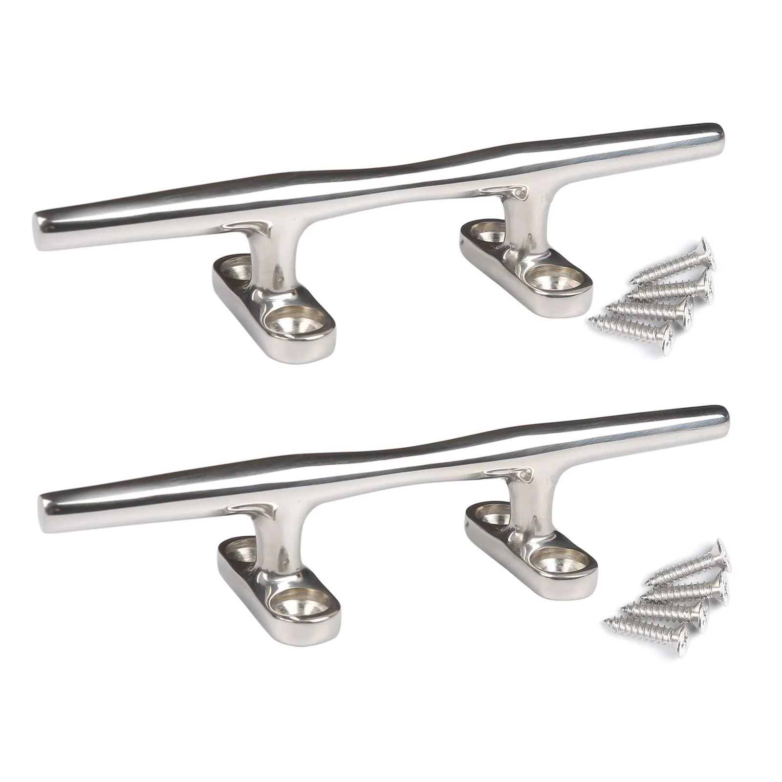 MX Boat Cleat Stainless Steel,4" 5" 6" 8" Marine Boat Dock Cleat 2PCS 6" Silver