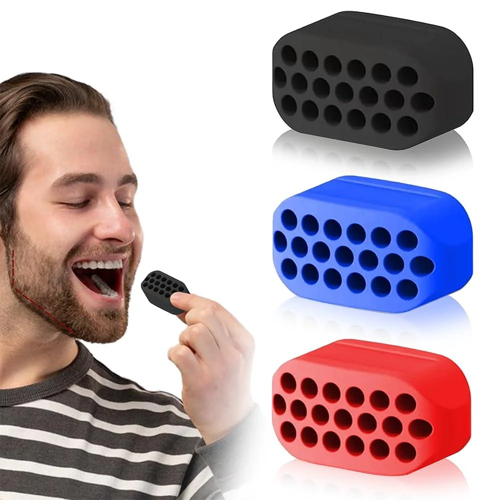 Jaw Exerciser Set for Men & Women (6 Pcs) 3 Resistance Levels Silicone Jawline Exerciser Tablets Effective Training for Beginners Intermediates & Advanced Users Shapes and Tones the Face (Mix 2) - LIAKTEKMA