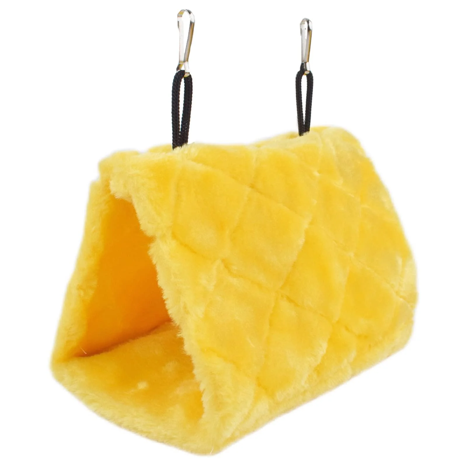 Pesp Plush Pet Bird Hut Nest Hammock Hanging Cage Warm Nest Happy Snuggle Cave Tent (Yellow(Medium)) Medium Yellow - Cdycam