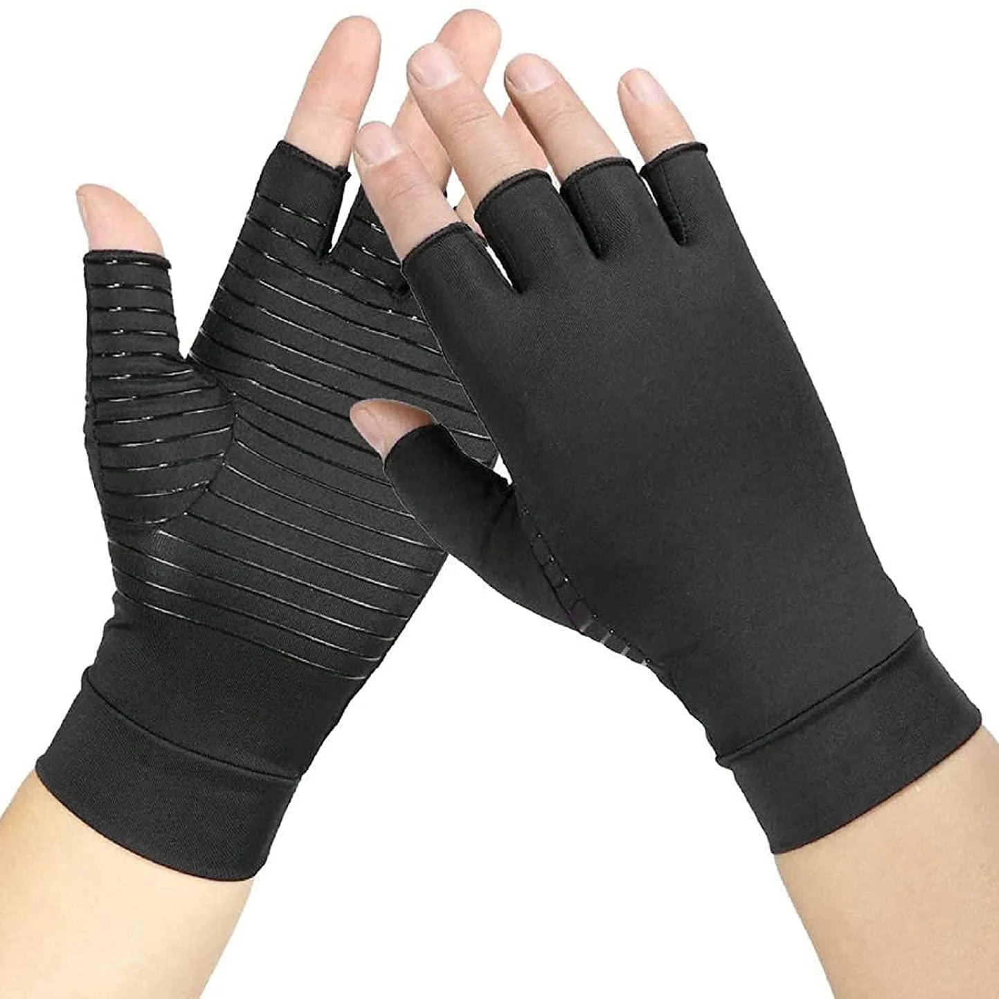Haskoss Arthritis Compression Gloves Copper Fiber Comfort Arthritis Glove for Rheumatoid Arthritis Carpal Tunnel Therapy Wrist black