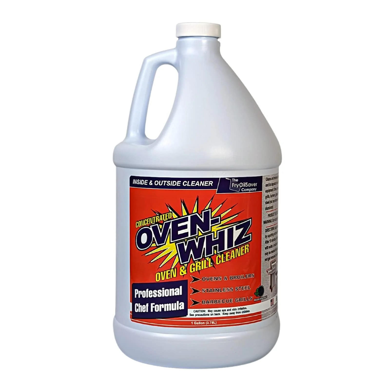 Oven Whiz Cleaner, Oven and Grill Cleaner, Concentrated Professional Chef Formula, Removes Grease, Carbon and Fat Deposits, By FryOilSaver Co. 1 Gal. (128 oz.) 1 Gal (1 Pack) - THE FRYOILSAVER COMPANY