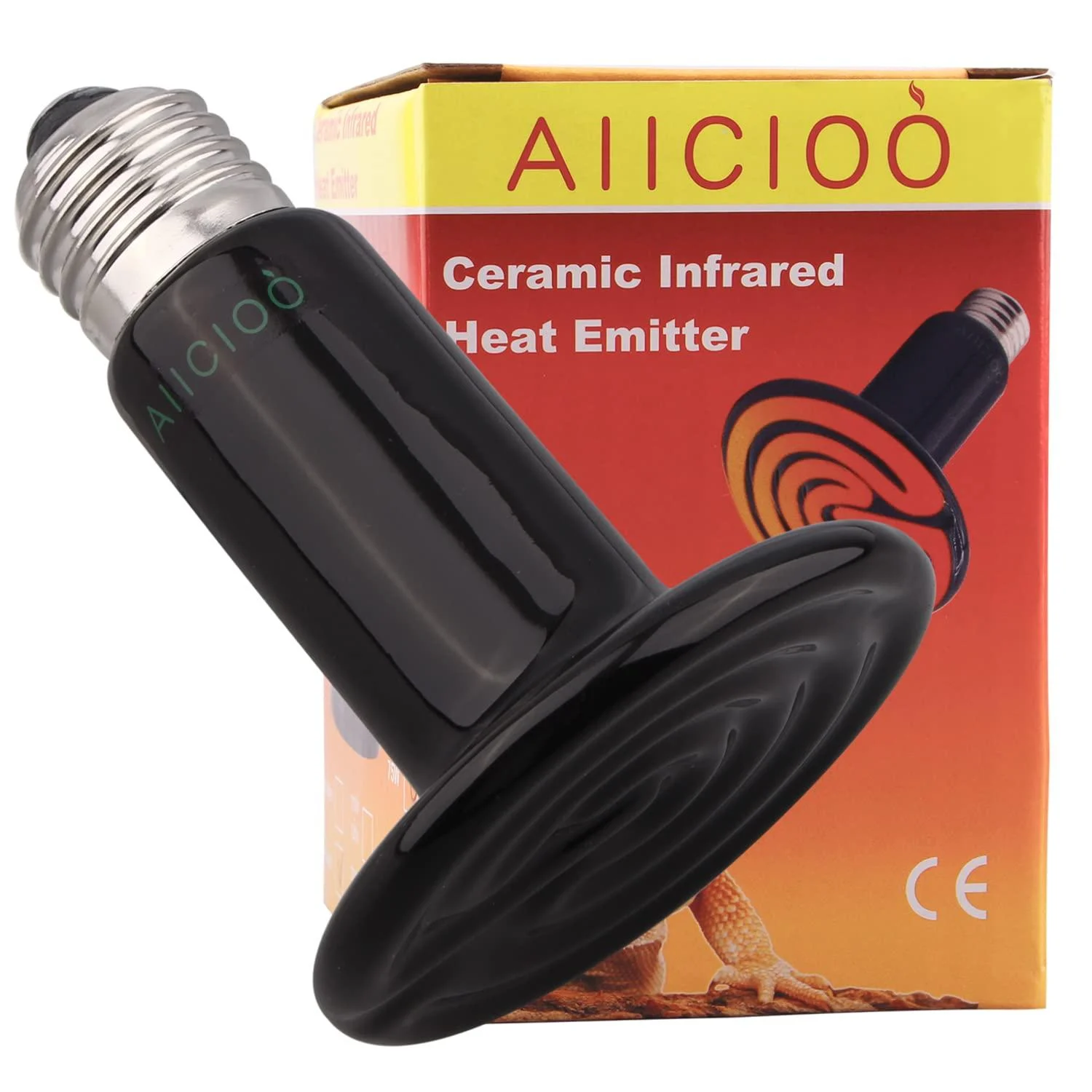 Aiicioo Terrarium Waermelampe Ceramic Reptile Hermal lamp Animals for lizard/bare dragon/chicken/snake light to protect the eyes of the animals 220V E27 (100W) 100.0 watts