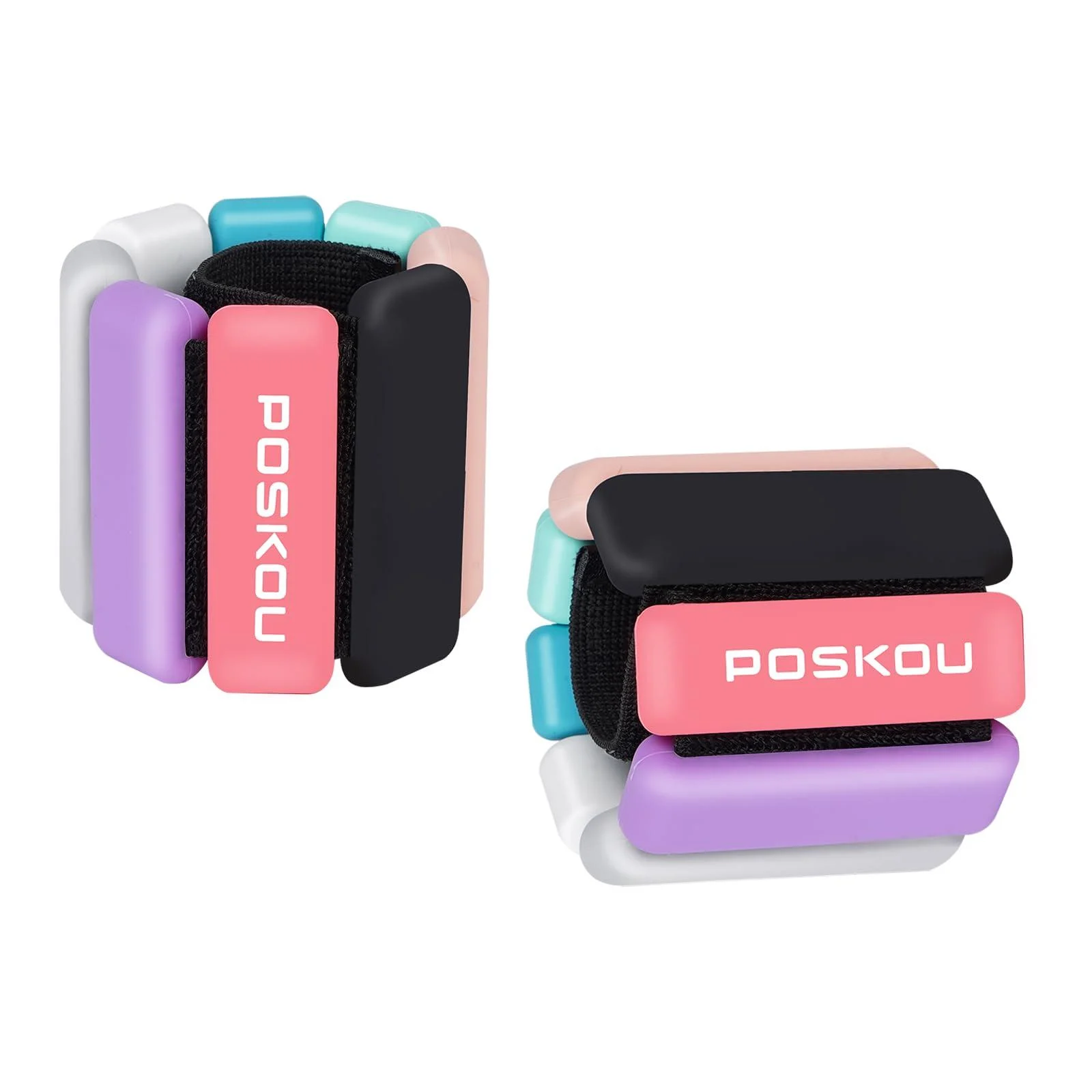 Poskou wrist weight cuffs- set with 2 pieces (0.9 kg each) Long-lived weight bracelet adjustable wrist and ankle weights for yoga dance barre pilates cardio aerobic colorful