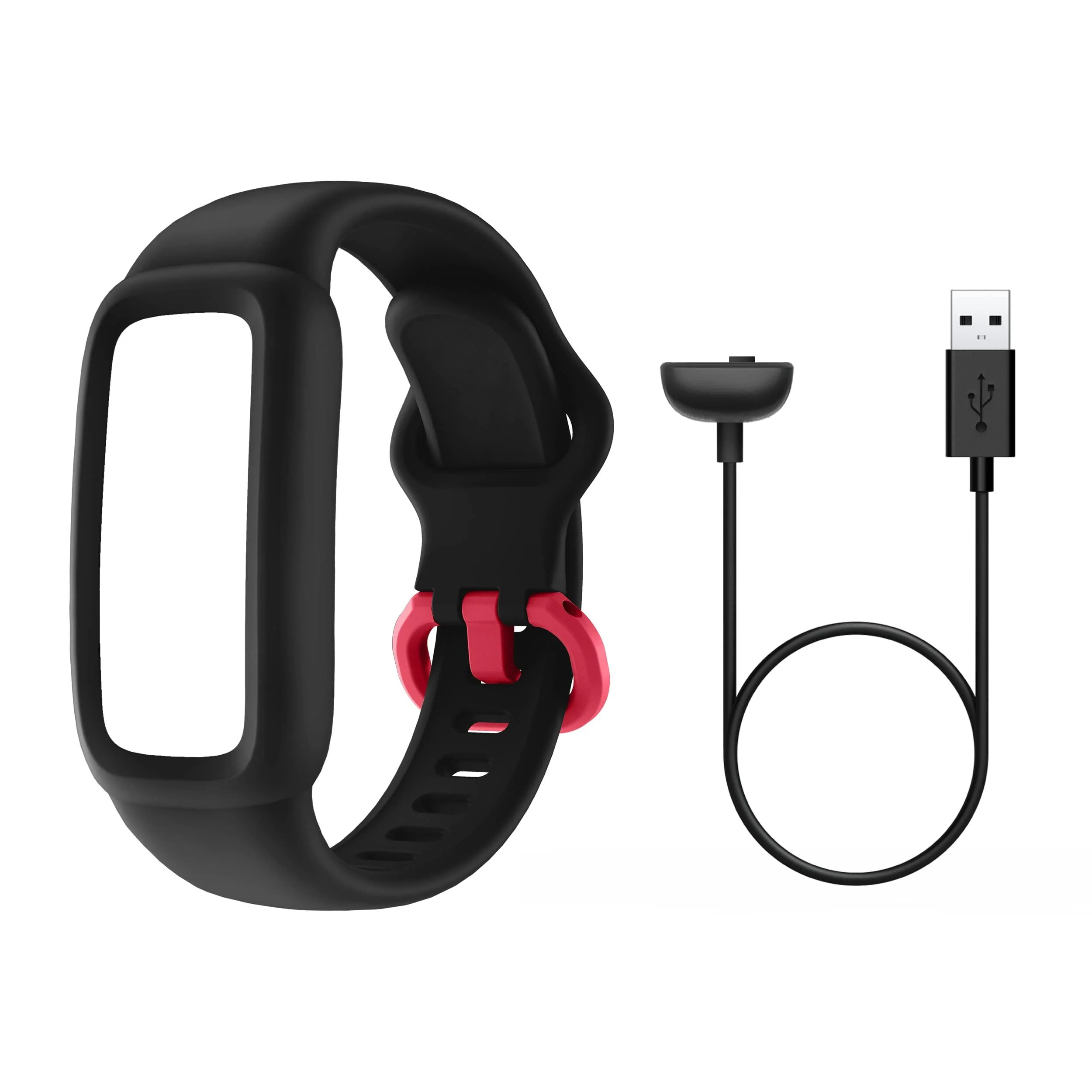 BIGGERFIVE Charging Cable and Adjustable Replacement Straps, Compatible Vigor 2 Kids Fitness Tracker Black