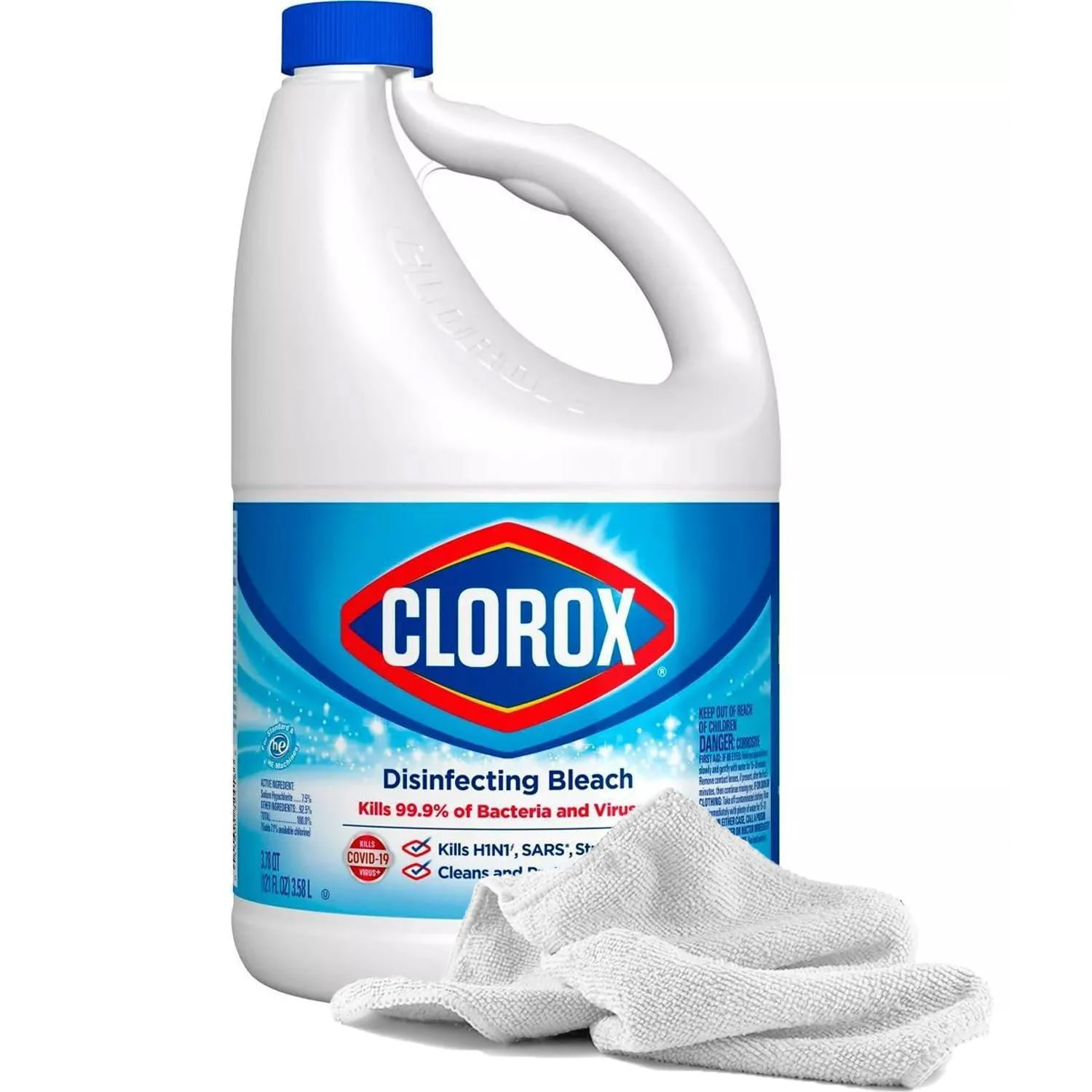 Towel + Disinfecting Bleach 121oz | Effective Bleach Cleaner Concentrate for Home - Bulk Refill for Laundry Linens Floors Bathroom Tile