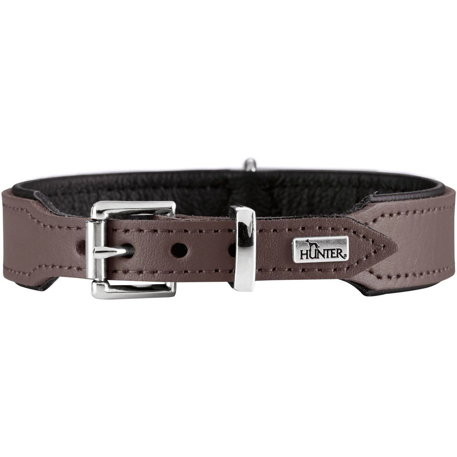 Hunter Basic dog collar coated gap leather synthetic leather simple robust weather-resistant 42 (S-M) Braun 42 (S-M) brown