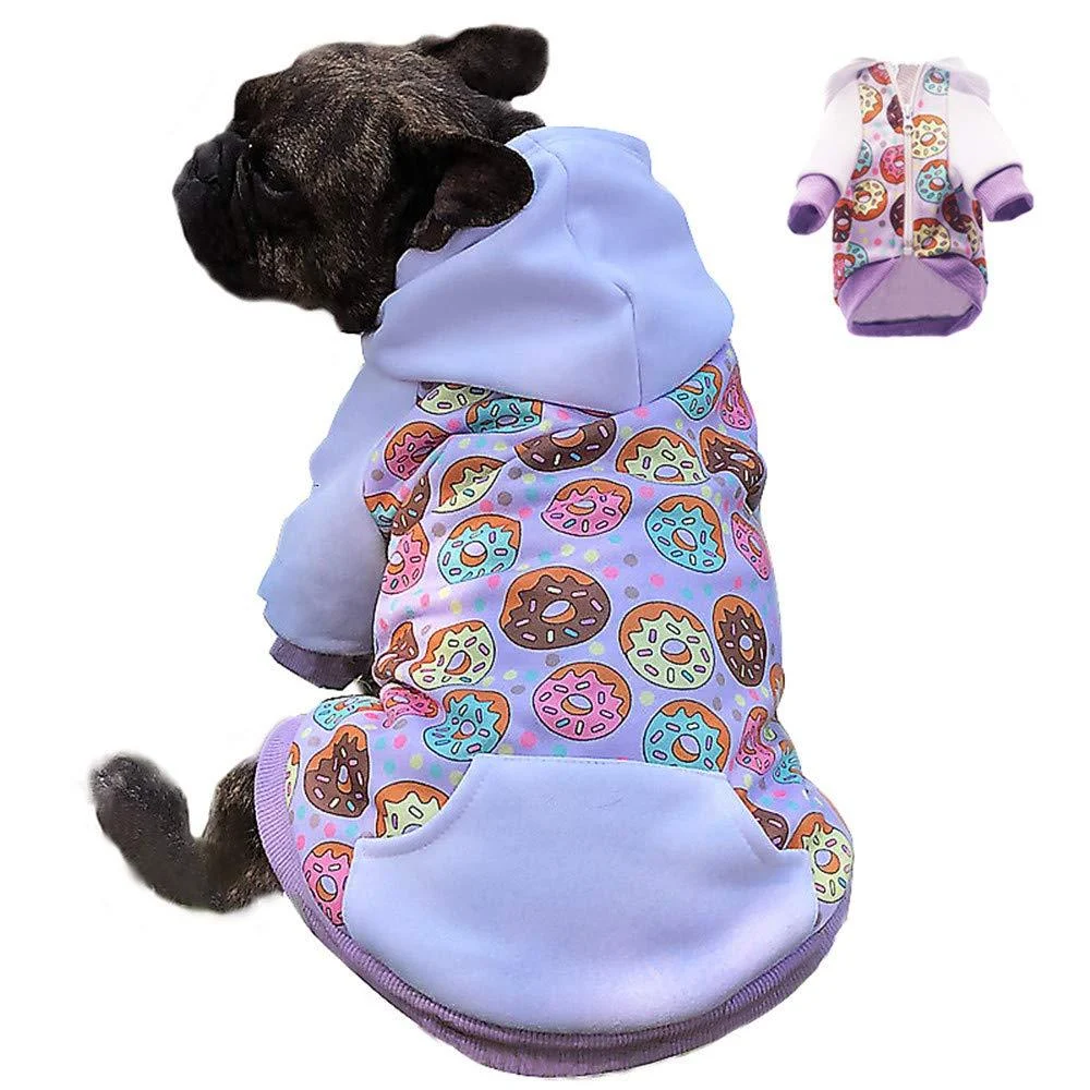 Miaododo Puppy Dog Hoodie for Small Medium Dogs Hooded Sweatshirt with Pocket Pet Clothes Sweaters with Hat Fleece Cat Hoodies Coat Winter XXL (Chest:24.41 in, Back:16.54 in) Purple