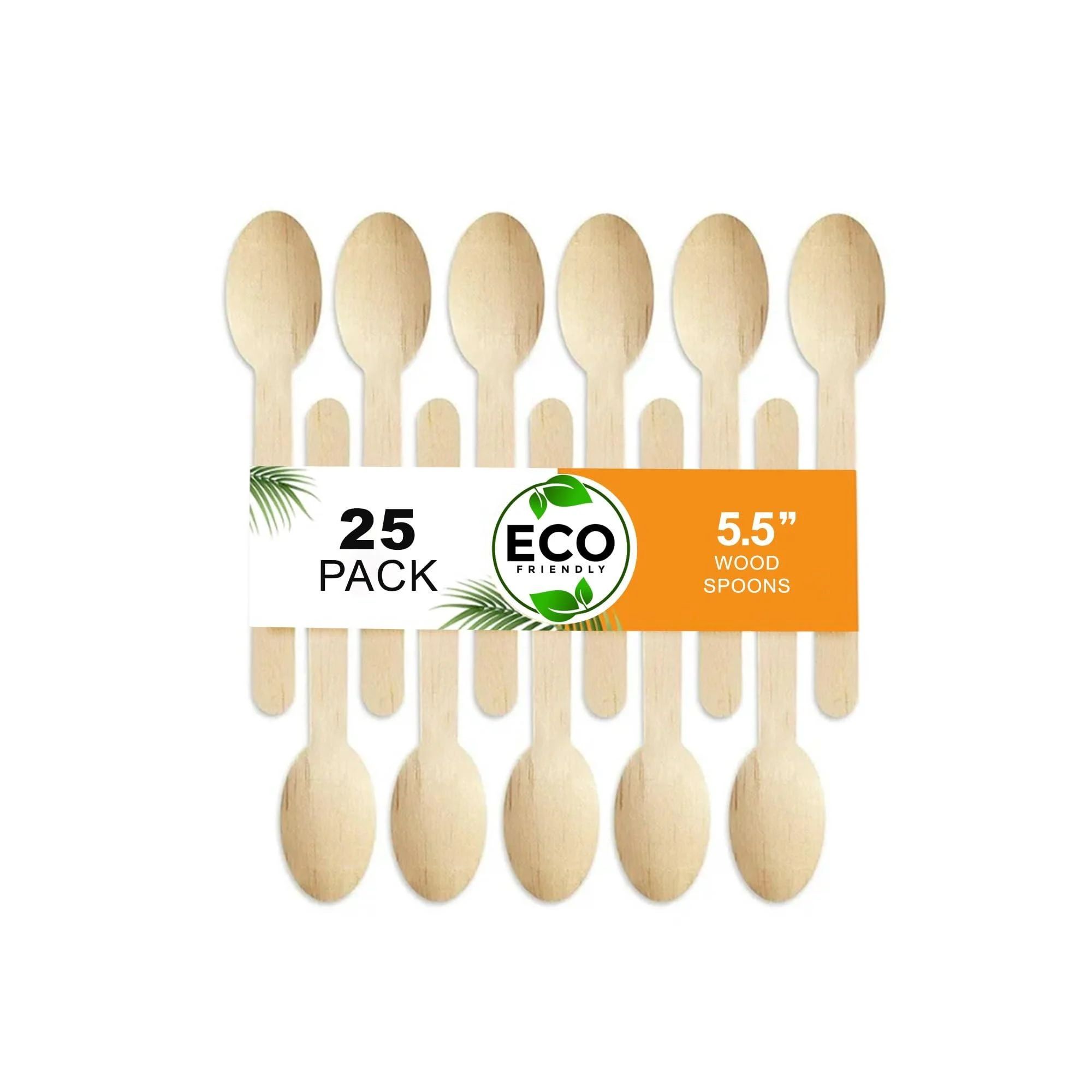 Naturelia Disposable Wooden Spoons (25 14cm): Eco-Friendly Biodegradable Food-Grade Wooden Spoons for Parties BBQs and Everyday Use