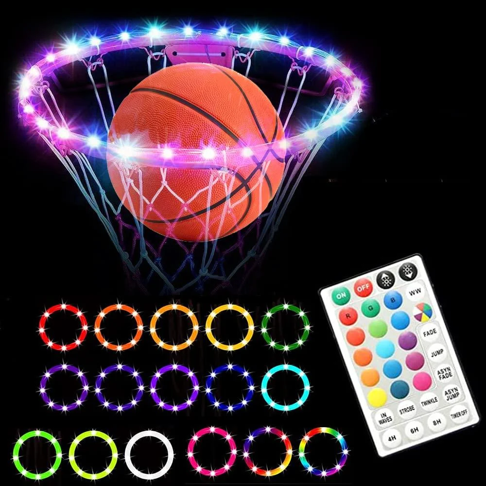 Led Basketball Hoop Light, Remote Control Basketball Rim Light with 16 Colors 7 Flashing Mode, Light Up Rim for Kids Teenagers Adults, Suitable for Basketball Game and Training at Night - Ruilynn