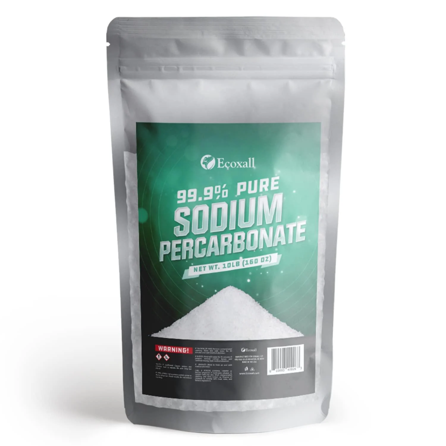 Ecoxall Sodium Percarbonate 5 Pounds - 99.9% Pure - Anhydrous Five Pounds (Solid Hydrogen Peroxide - Oxygenated Bleach) - Multi-Use - Safe in Home - Bulk Sodium Percarbonate