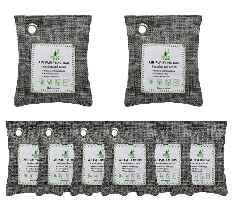 Bamboo Charcoal Air Purification Bags Activated Carbon Bags Odor Absorber Activated Charcoal Odor Absorber for Home Car Closet Pets Basement Odor Eliminator (8 * 100g) - gotofly