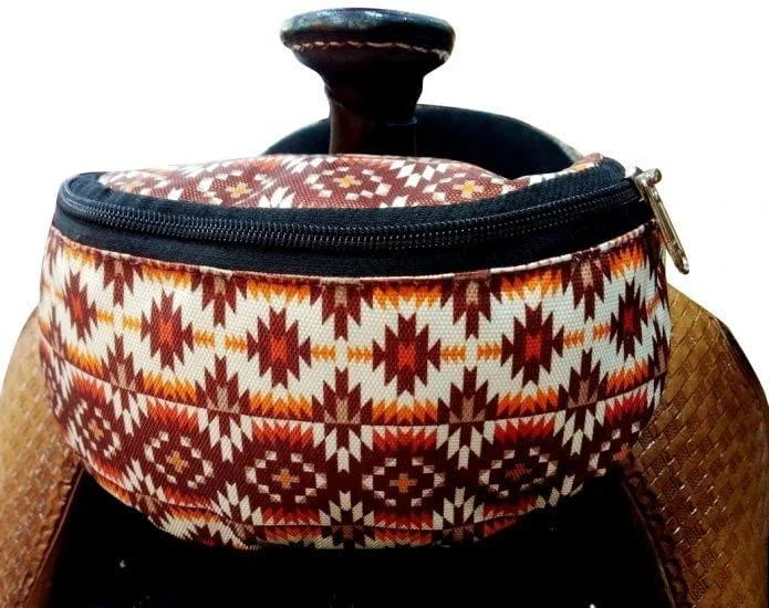 Showman Brown Aztec Print Insulated Nylon Saddle Pouch