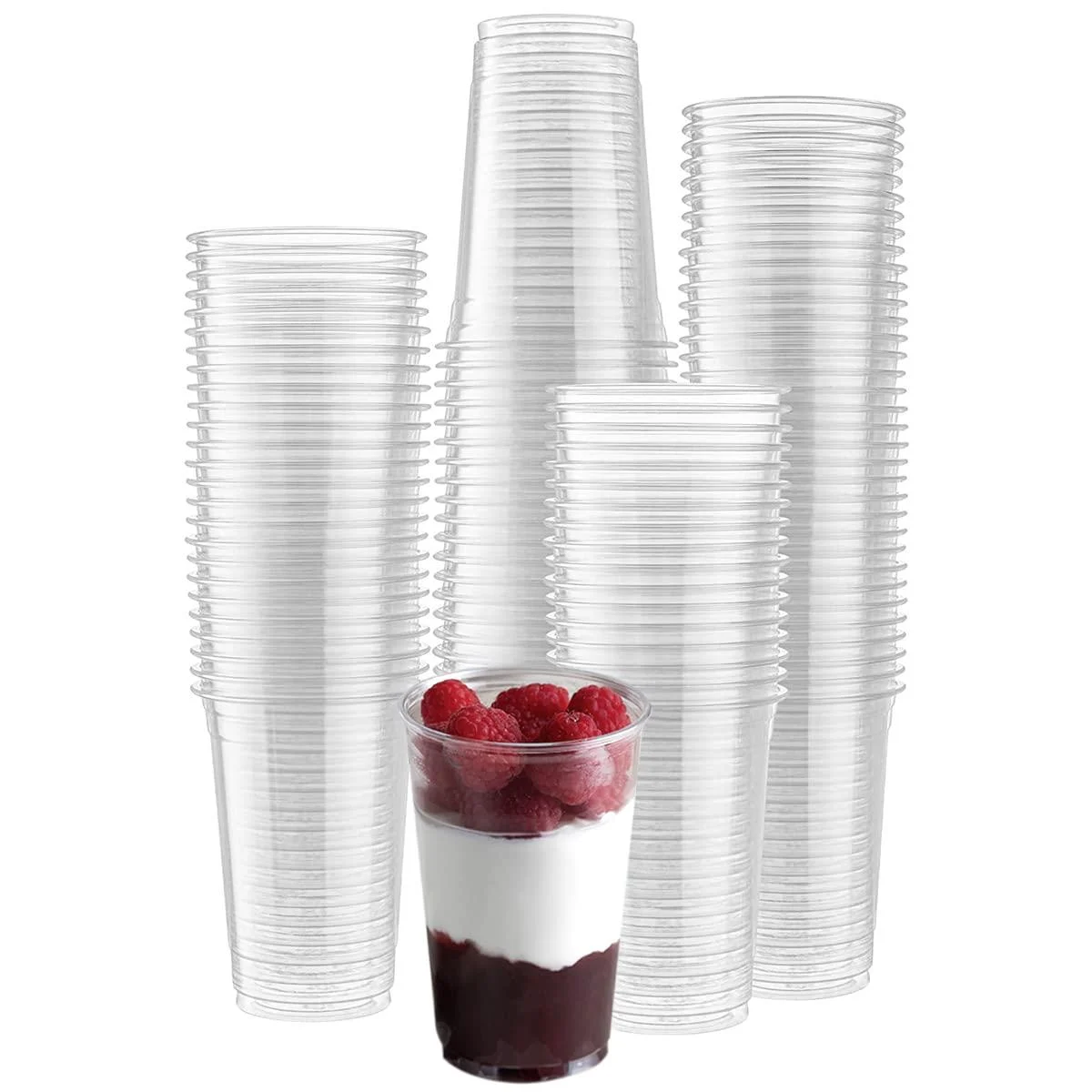 Eco Pack 10 oz Reusable Crystal Clear Strong PET Plastic Cup Ideal Birthday Wedding Disposable Drinking Glasses Everyday Elegant Cold Party Pack of 100 Cups