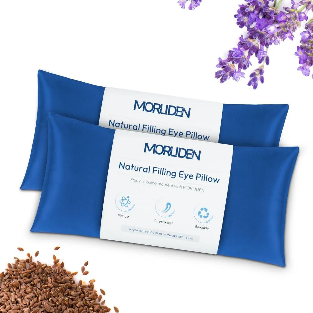 Lavender Eye Pillows for Relaxation Yoga Eye Pillow for Meditation Microwavable Weighted Eye Pillow for Yoga Moist Heat & Cold Eye Compress with Aromatherapy (Blue) - 2 Pack Blue 1 Count (Pack of 2)