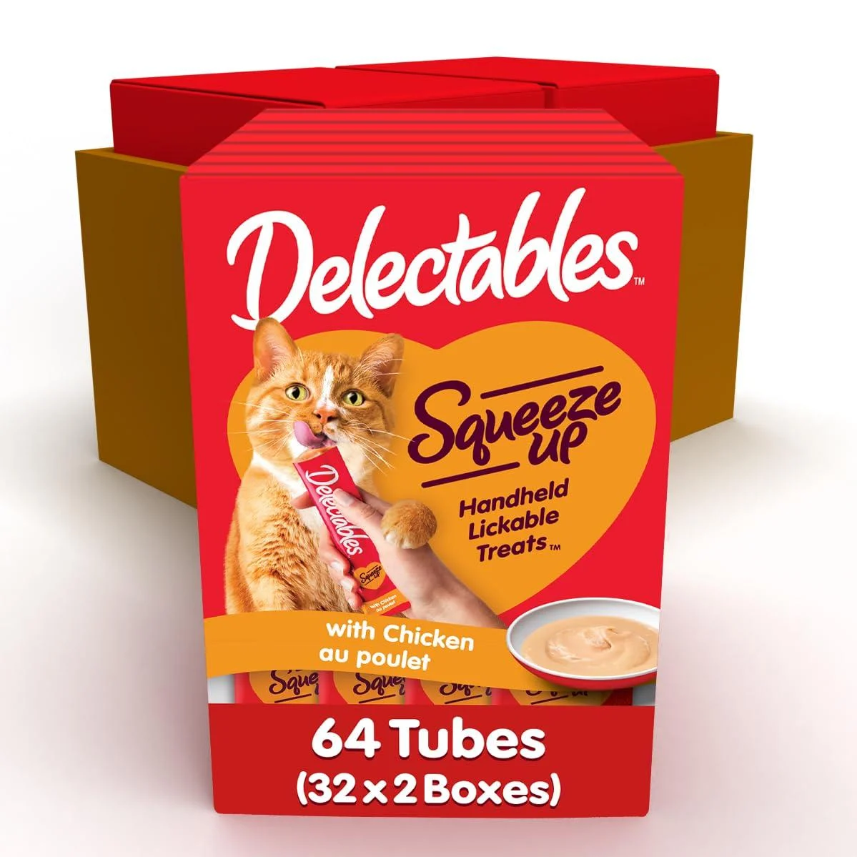 Hartz Delectables Squeeze Up Interactive Lickable Wet Cat Treats Chicken Senior 10 Years+ 64 Count Chicken Senior 10+ 1 g (Pack of 64)