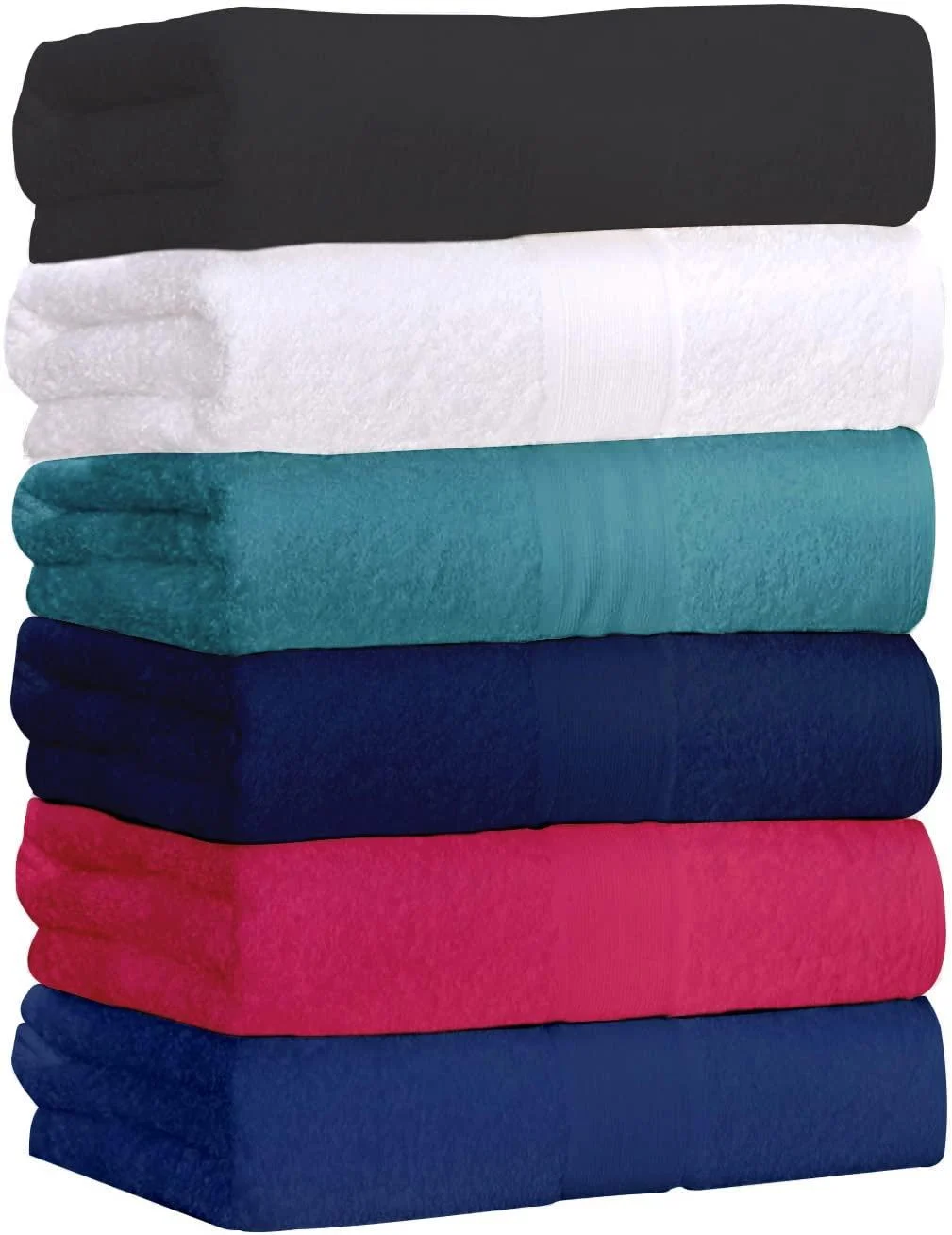 QUBA LINEN Bamboo Cotton Bath Towels-27x54inch - 6 Pack Shower Towels for Pool, Spa, and Gym - Light Weight, Ultra Absorbent Towels for Bathroom (6, 27x54) 6 27x54