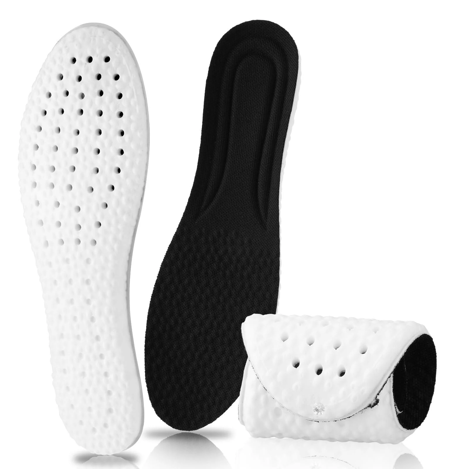 Amaxiu Memory Foam Shoe Insole Shock Absorption Sports Inserts Anti-Slip Cropable Insoles Arch Support Orthotic Insoles Soft Elastic Insoles for Men Women (Black Women 3-6) Black Women 3-6