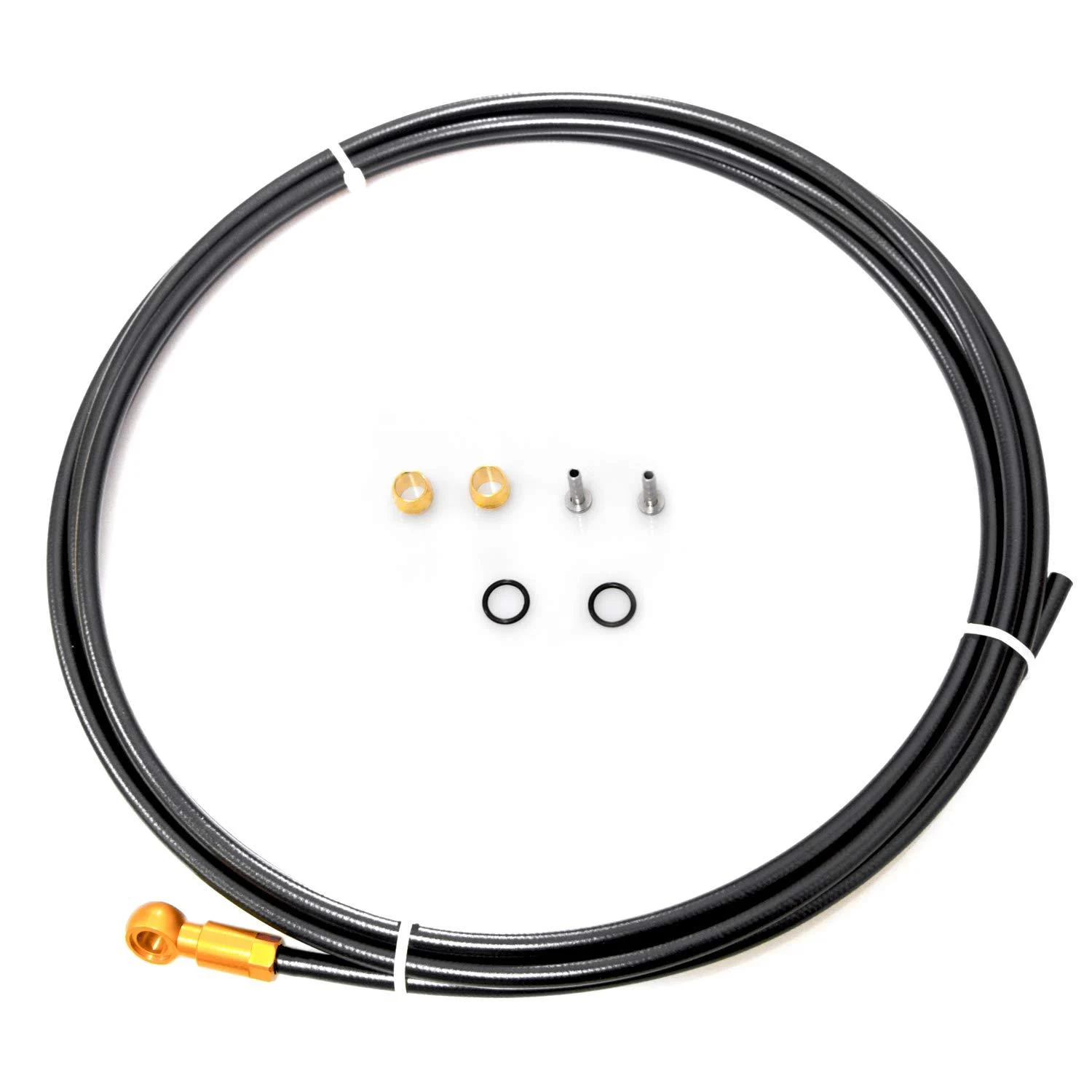 Farbetter 2500mm Bicycle Hydraulic Disc Brake Hose Kit for Shimano BH90 System, Including Banjo Adapter, Red/Gold/Silver (Gold)