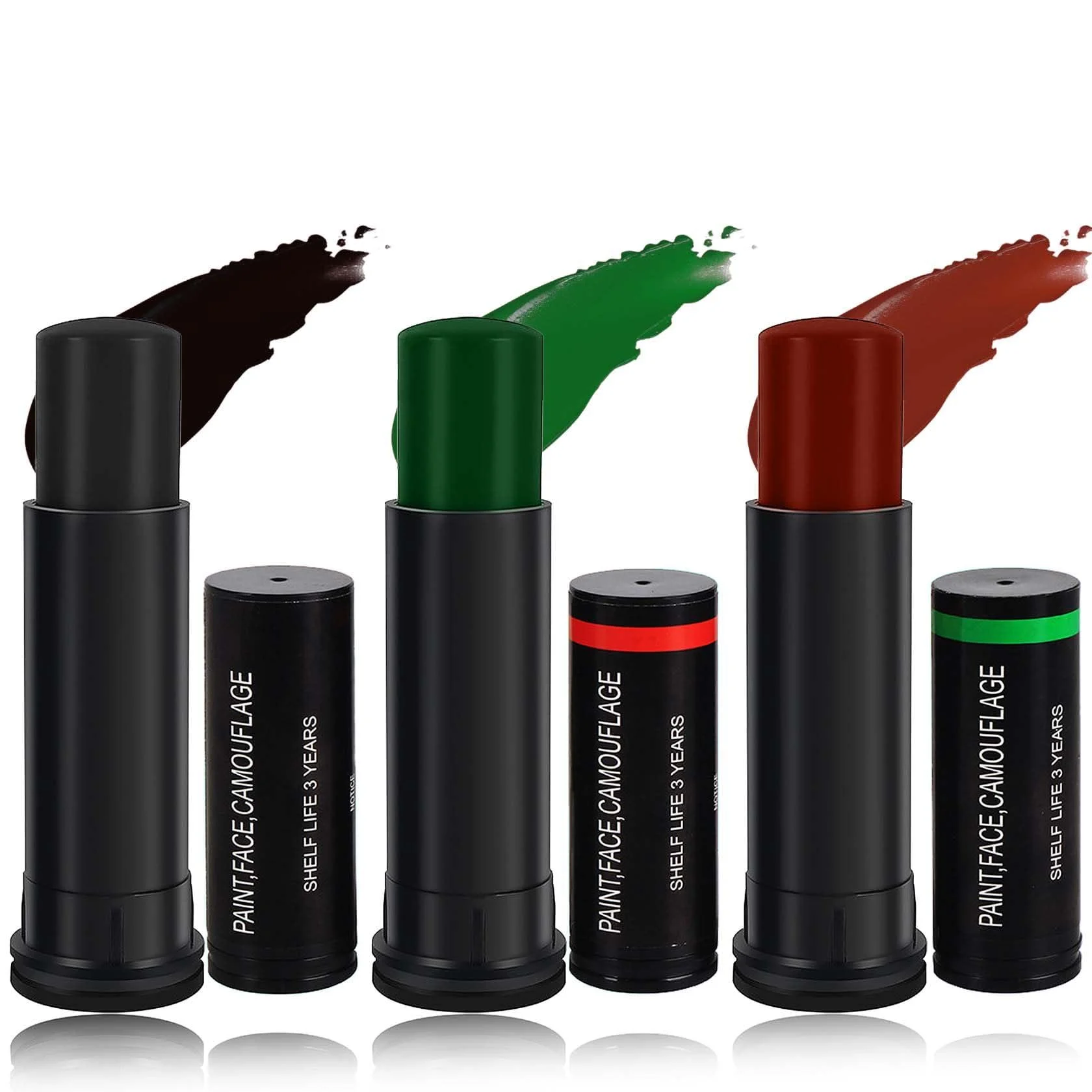 Eye Black Baseball Stick Eyeblack Stick for Sports Sweatproof Waterproof Black Face Body Paint Stick Easy to Color Clown Black Sticks Face Makeup Eye Black Football/Baseball/Softball (Black Brown Green) - DuoZeng