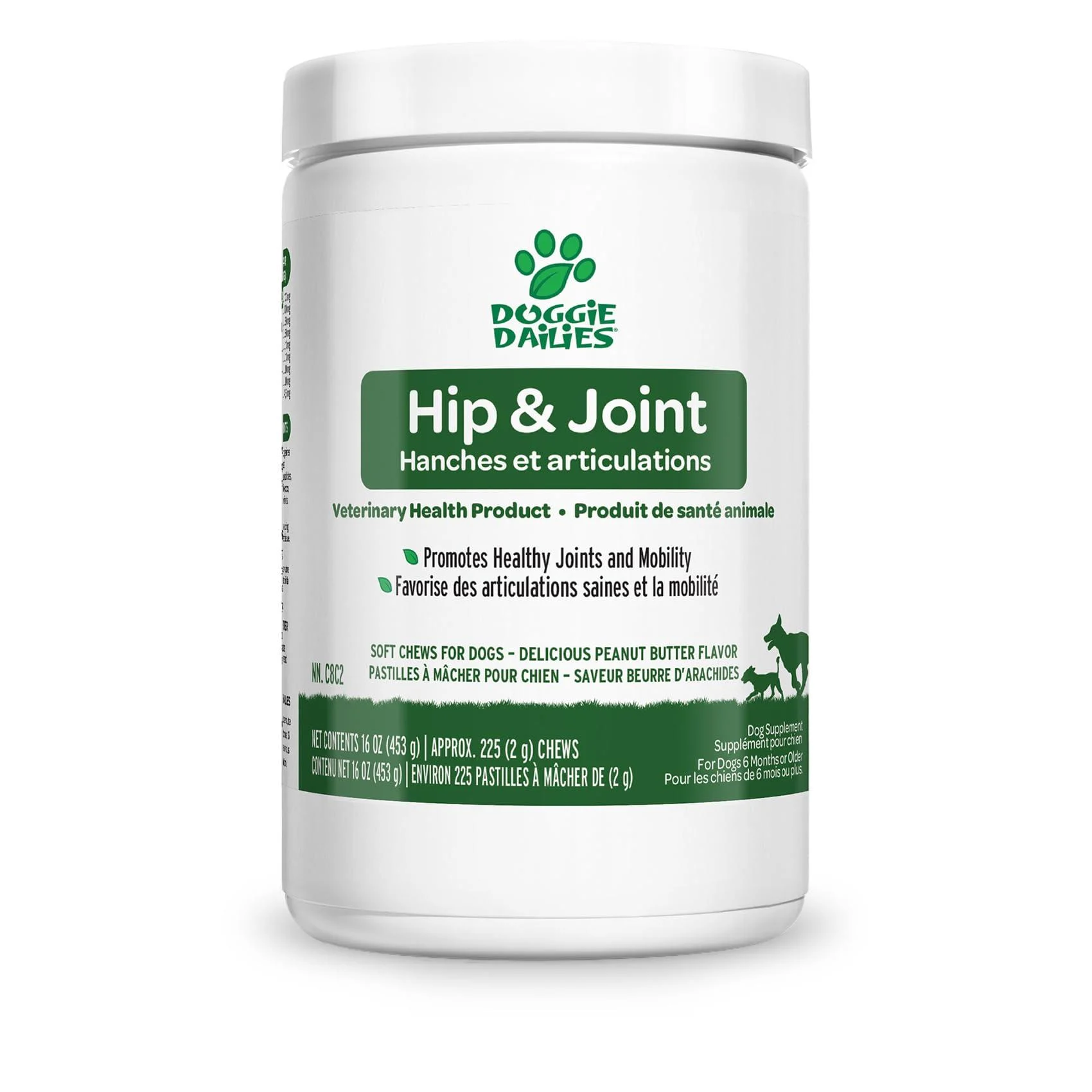 Doggie Dailies Glucosamine for Dogs - 225 Chews - Joint Supplement for Dogs of All Breeds & Sizes - Hip and Joint Supplement for Dogs - Premium Glucosamine and Chondroitin for Dogs Peanut Butter