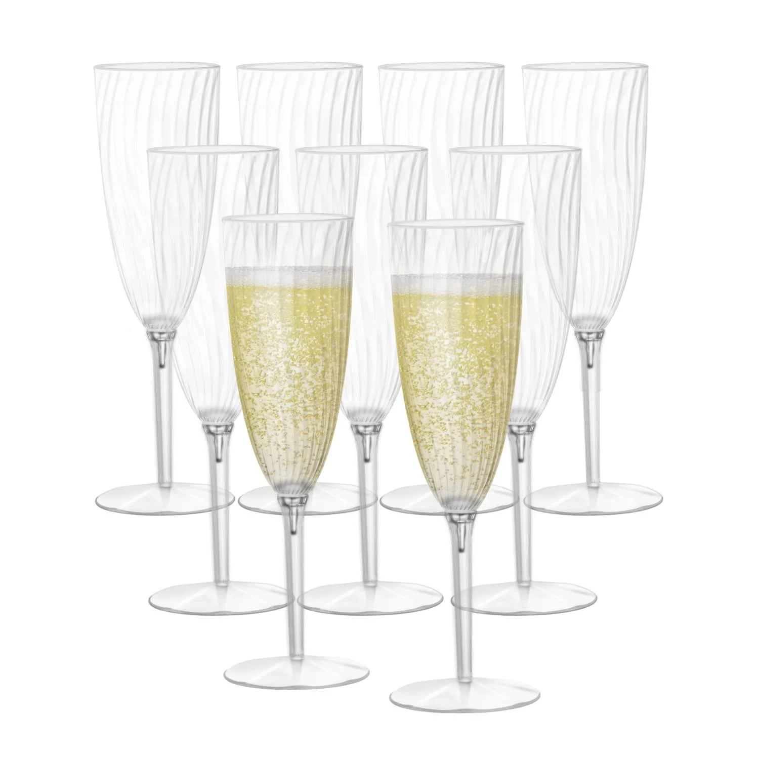 Homvle Plastic Champagne Flutes 6 Oz Disposable Plastic Champagne Glasses (Set of 16) 1- Piece Construction Plastic Wine Glasses for Parties/Wedding 16 Count (Pack of 1)