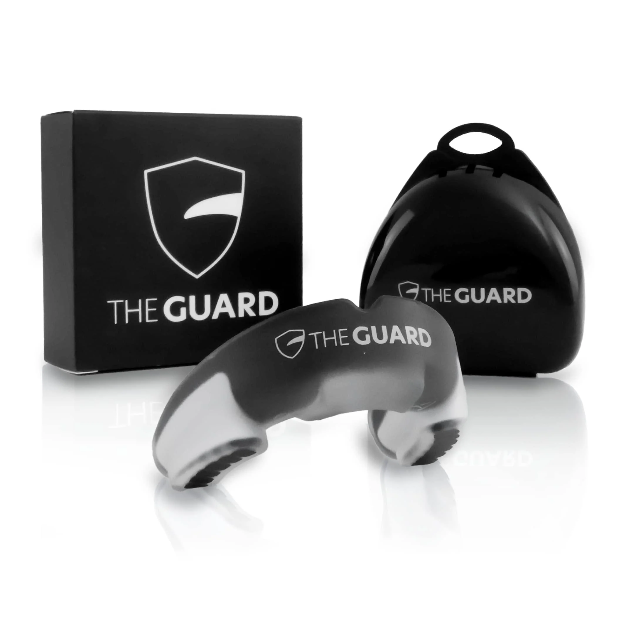 The Guard - Mundsprung for contact sports of all kinds including storage box I individually customizable BPA free & tasteless i sport tooth protection for boxing martial arts & hockey black / white