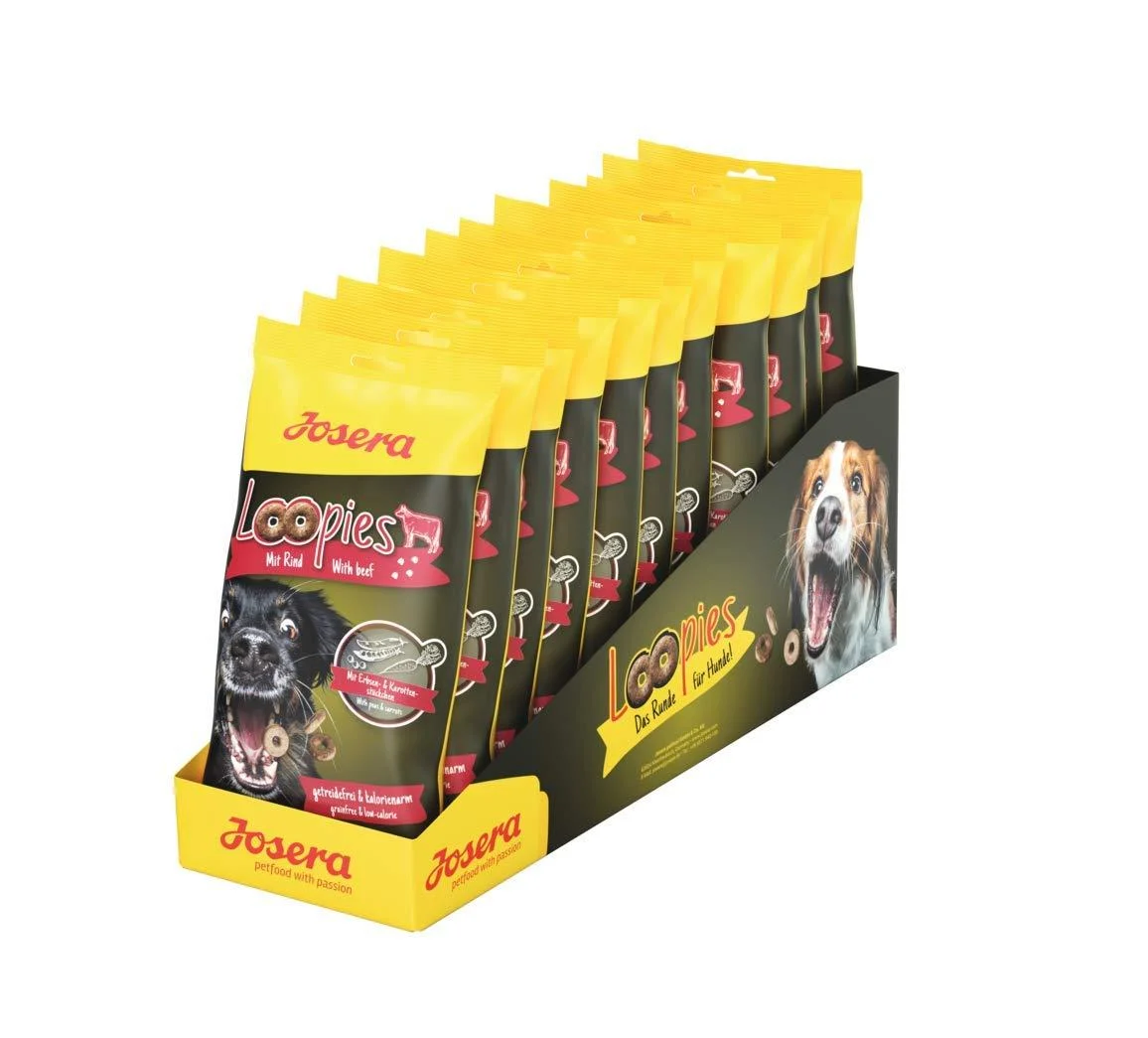 JOSERA Loopies Beef (11 x 150 g) | Dog Treat | Grain Free | Sugar Free | Low Fat | Super Premium Quality | Pack of 11 bags