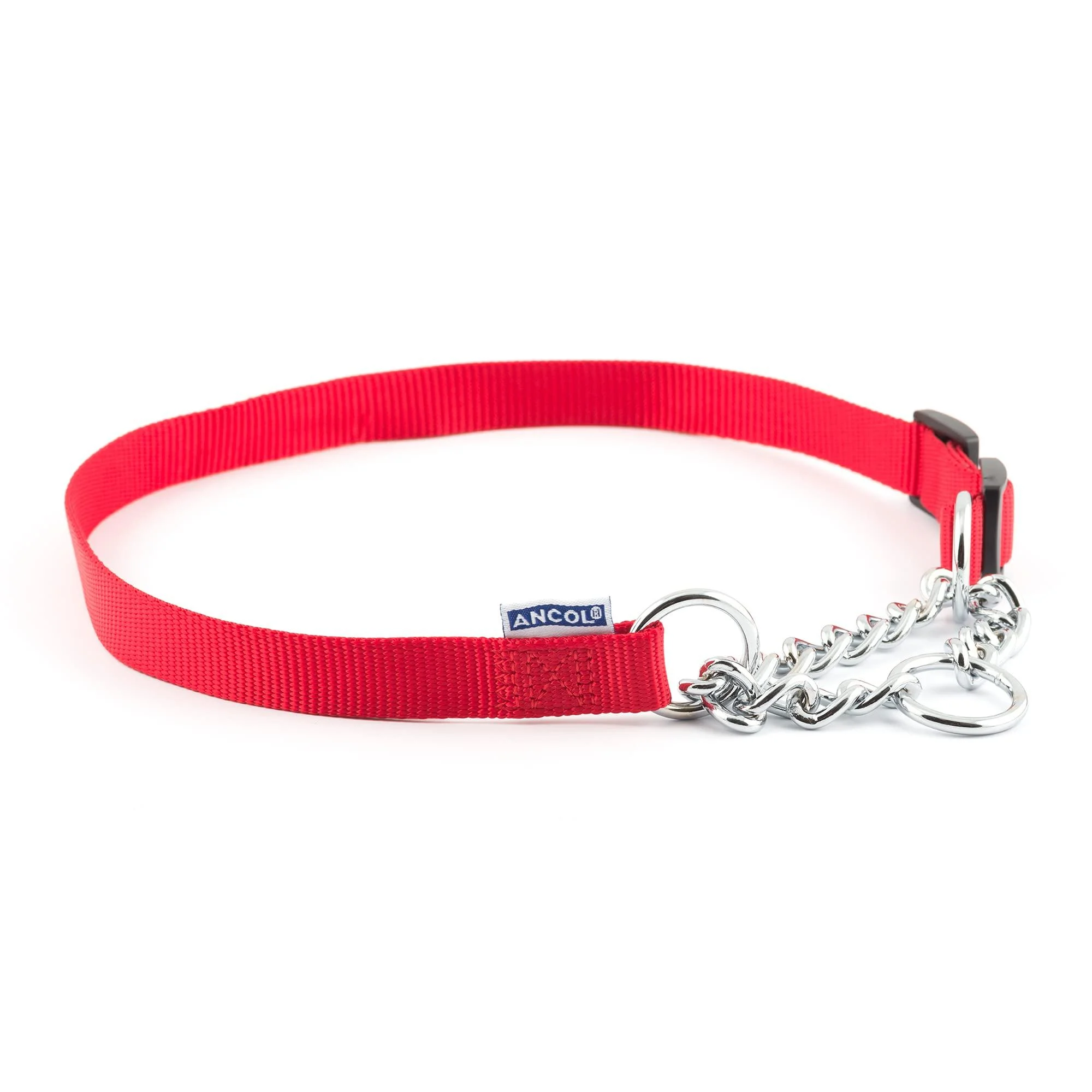 Ancol Heritage Nylon & Chain Check Collar Red 25 - 35cm Sz 1-2 Red 25-35 cm