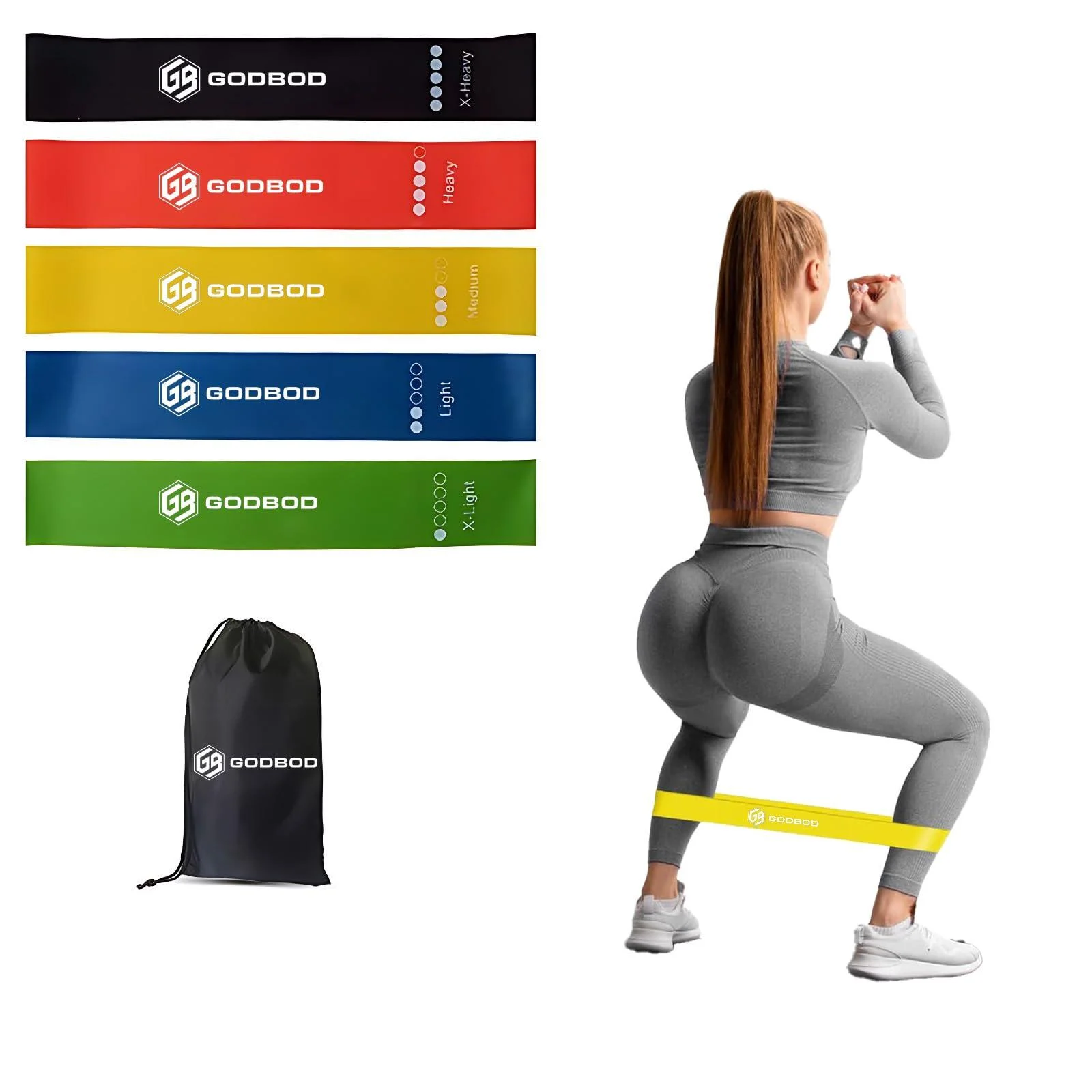 Ultimate Resistance Bands Set - 5 Pack with Carrying Bag Exercise Bands for Strength Training Yoga Pilates Physical Therapy Home Workouts - Short Loop Bands
