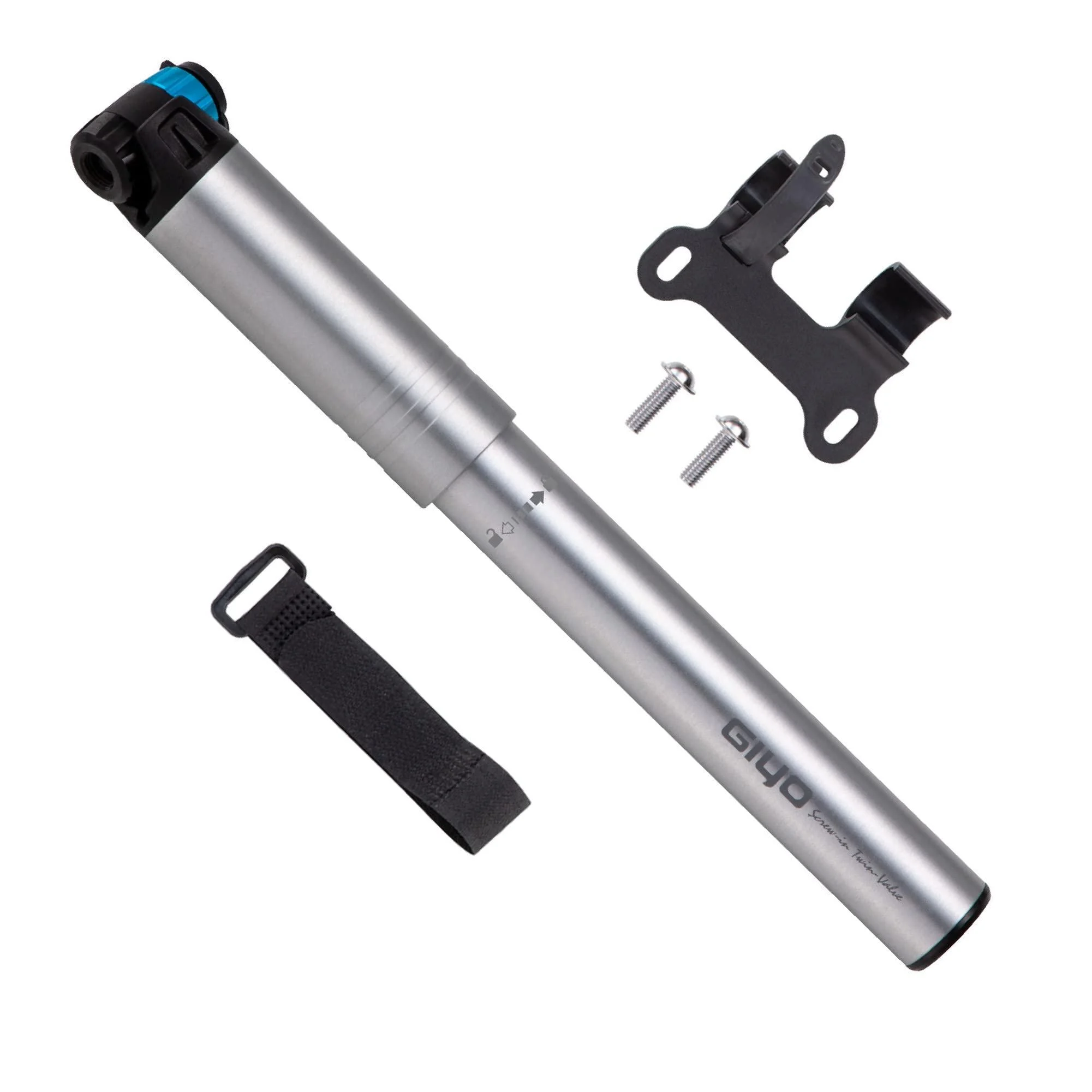 GIYO Small Bike Pump with Gauge Fits Presta & Schrader (Max 120 psi) Portable Bike Air Pump | for Road & MTB | Concealed Hose - Made in Taiwan (GP-871D)