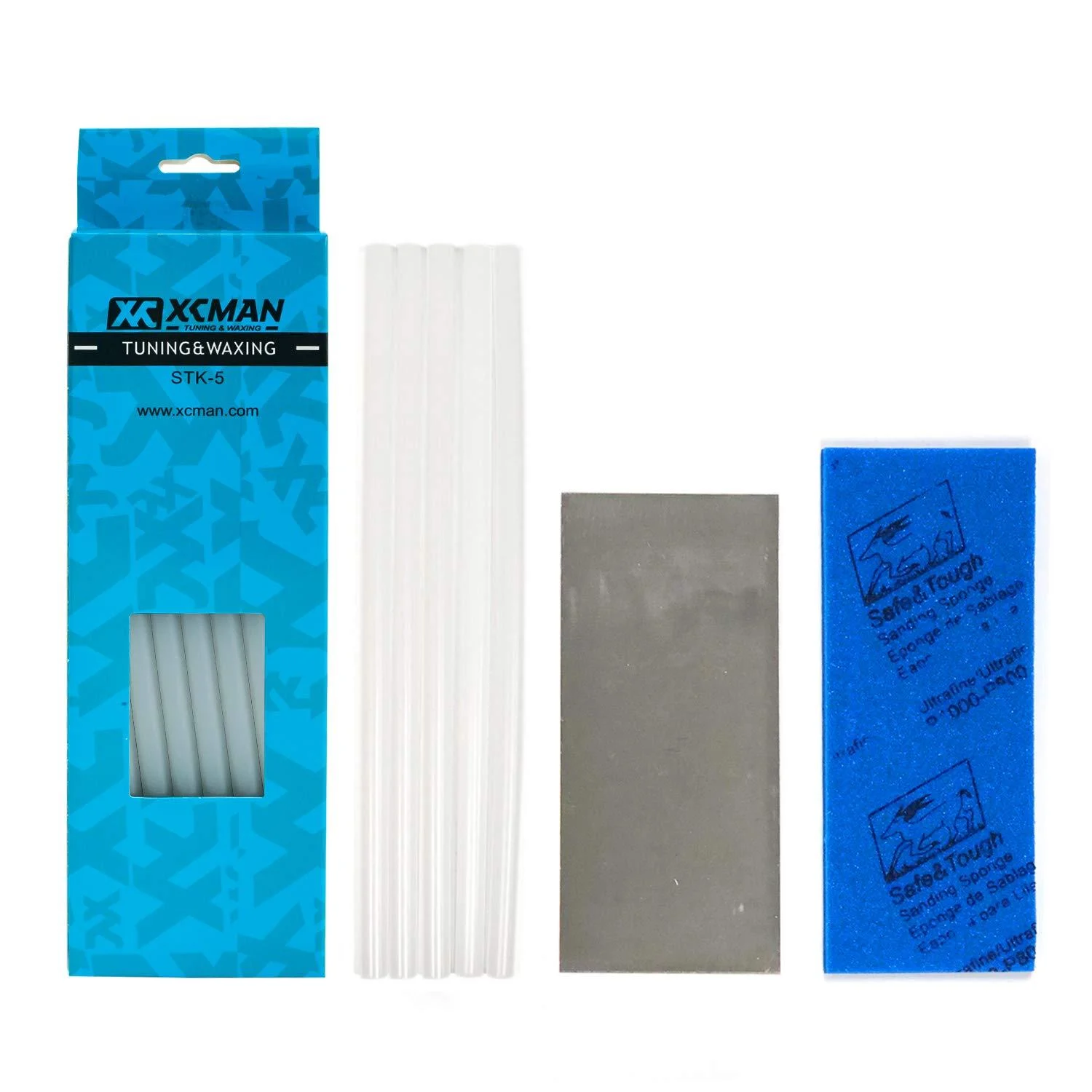 XCMAN Alpine Freeride Snowboard Ski Base Ptex Base Repair Kit:5 ptex,Metal Scraper,Sanding Sponge Transparency PTEX
