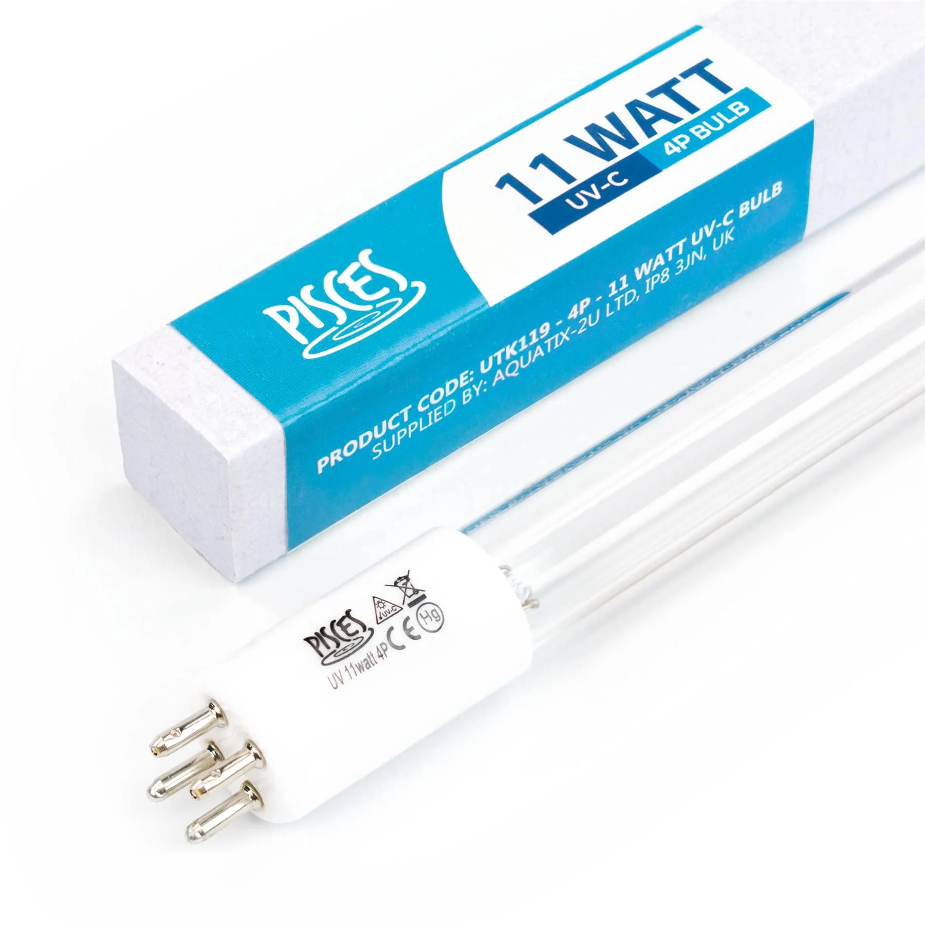 Pisces 11w (Watt) 4 Pin Linear Pond UV Filter Bulb for Laguna Pressure Flo